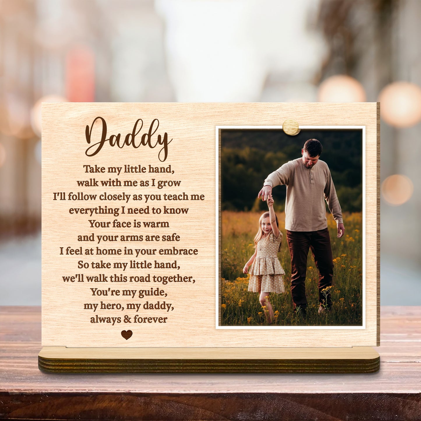 Daddy, Take My Little Hand, Photo Frame With Heart