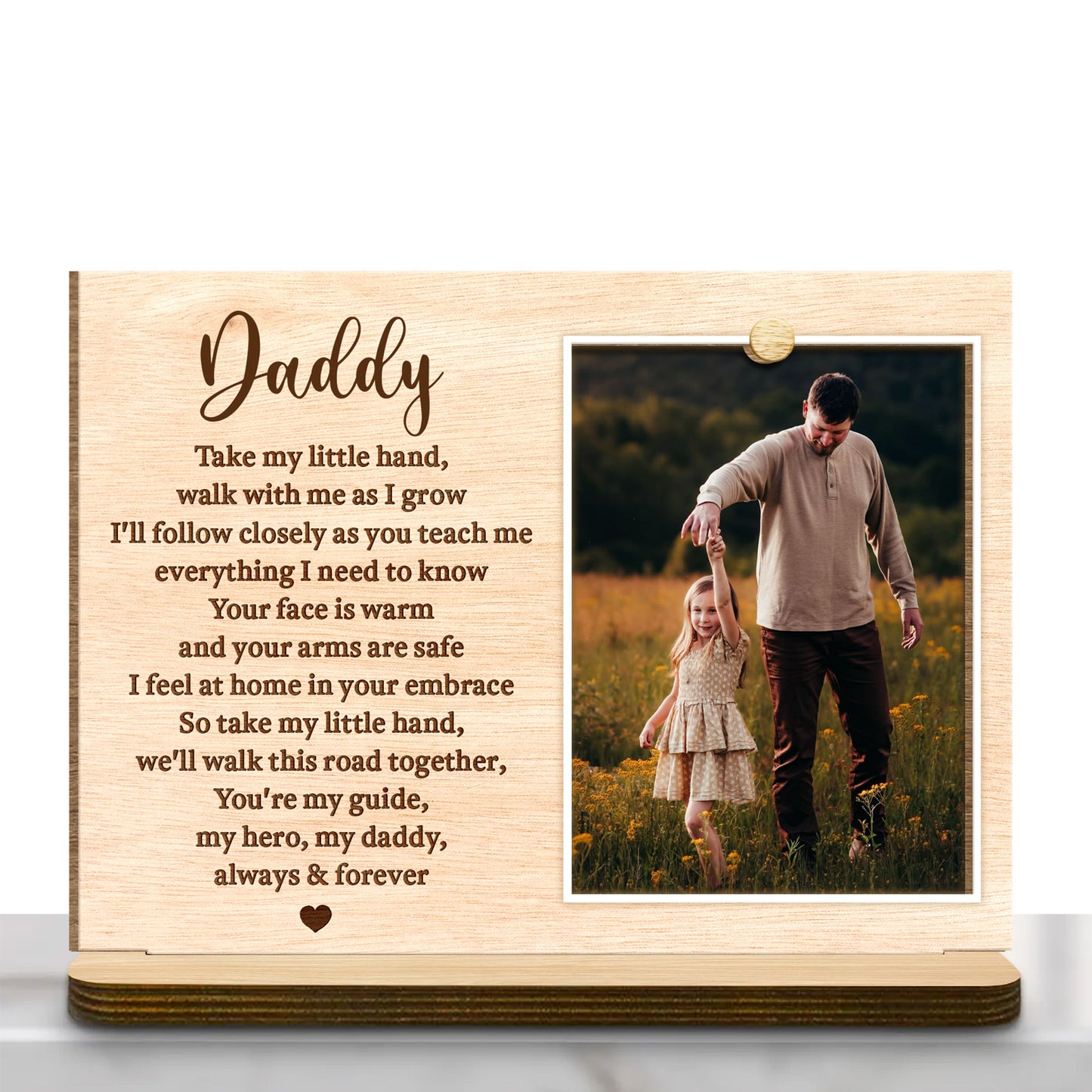 Daddy, Take My Little Hand, Photo Frame With Heart