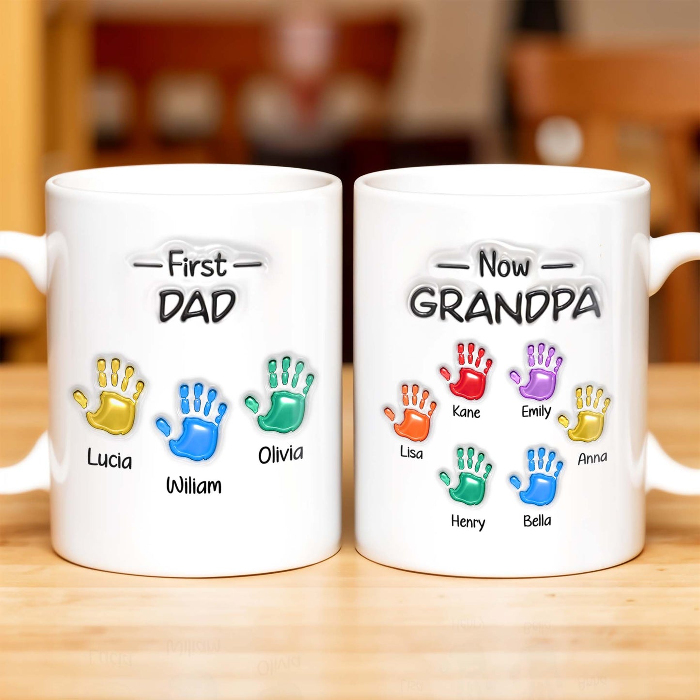 First Dad Now Grandpa Colored Handprints