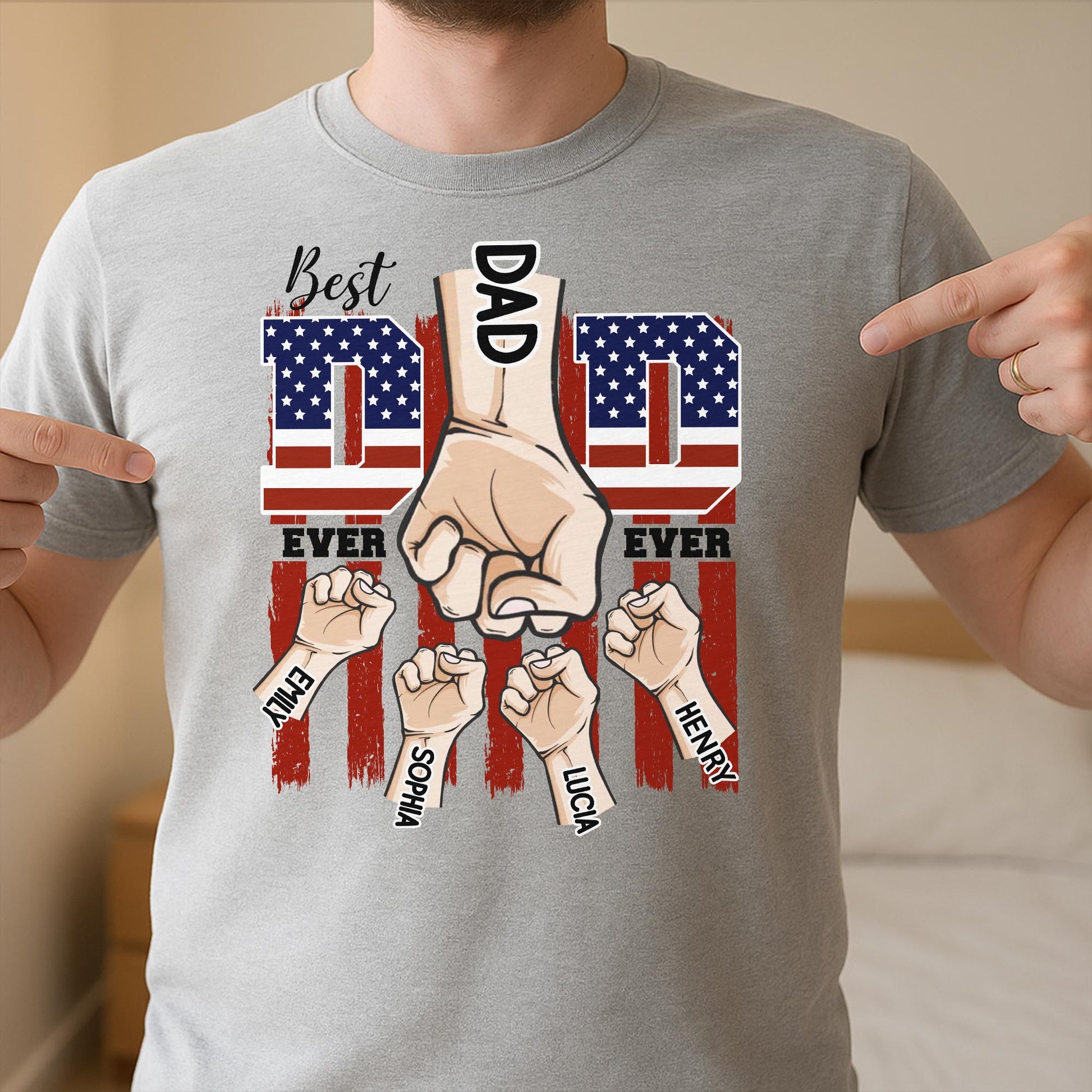 Best Dad Ever With American Flag Design