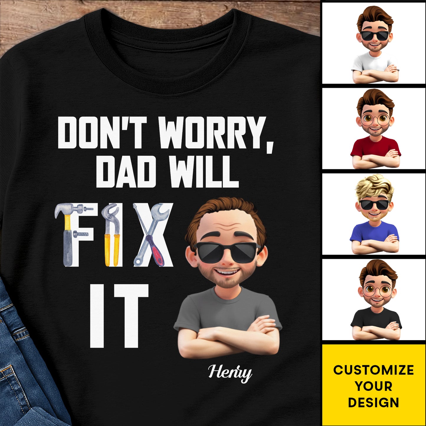 Don't Worry Dad Will Fix It Tools And Cartoon