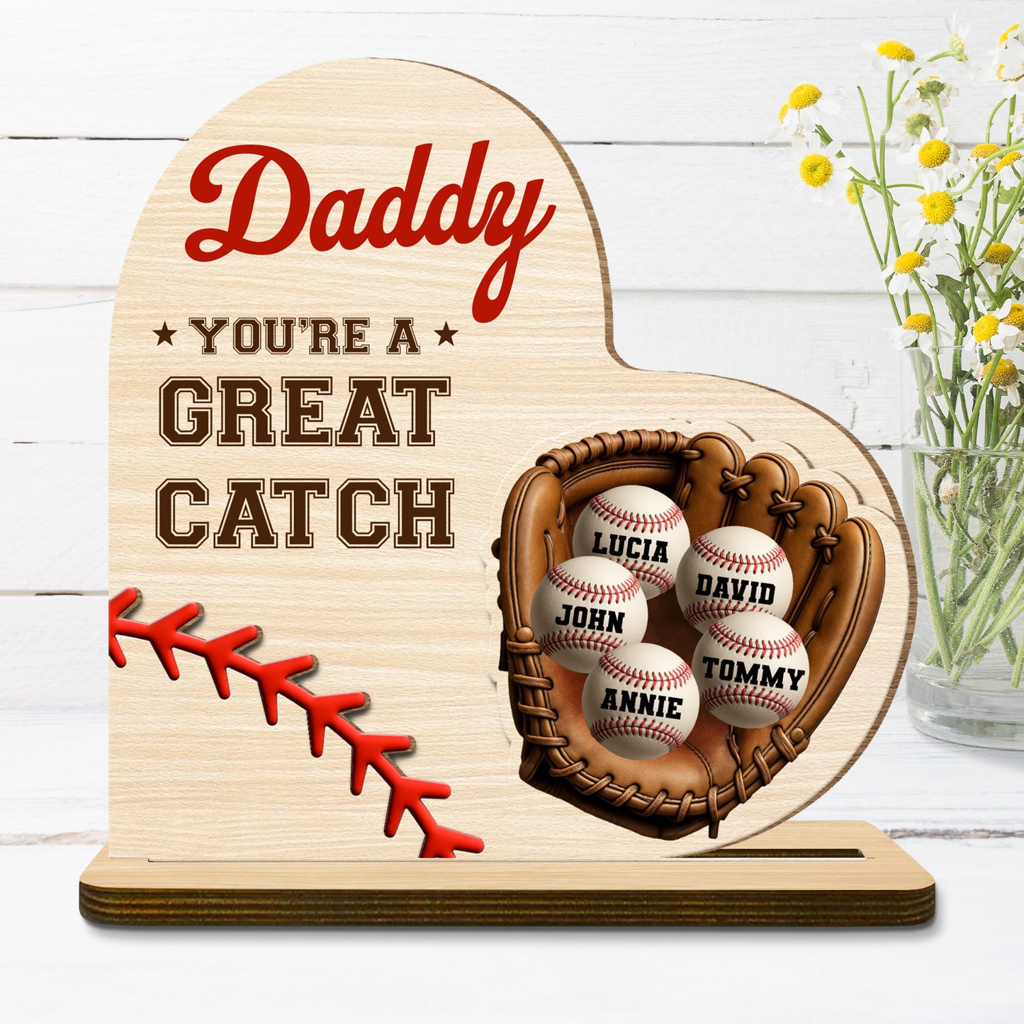 Daddy You're A Great Catch With Baseball And Glove Design