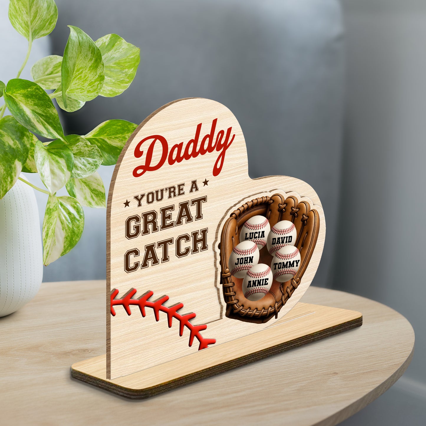 Daddy You're A Great Catch With Baseball And Glove Design