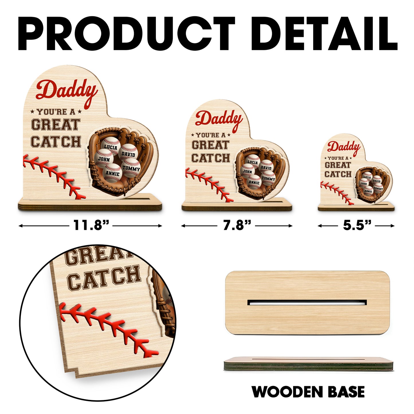Daddy You're A Great Catch With Baseball And Glove Design