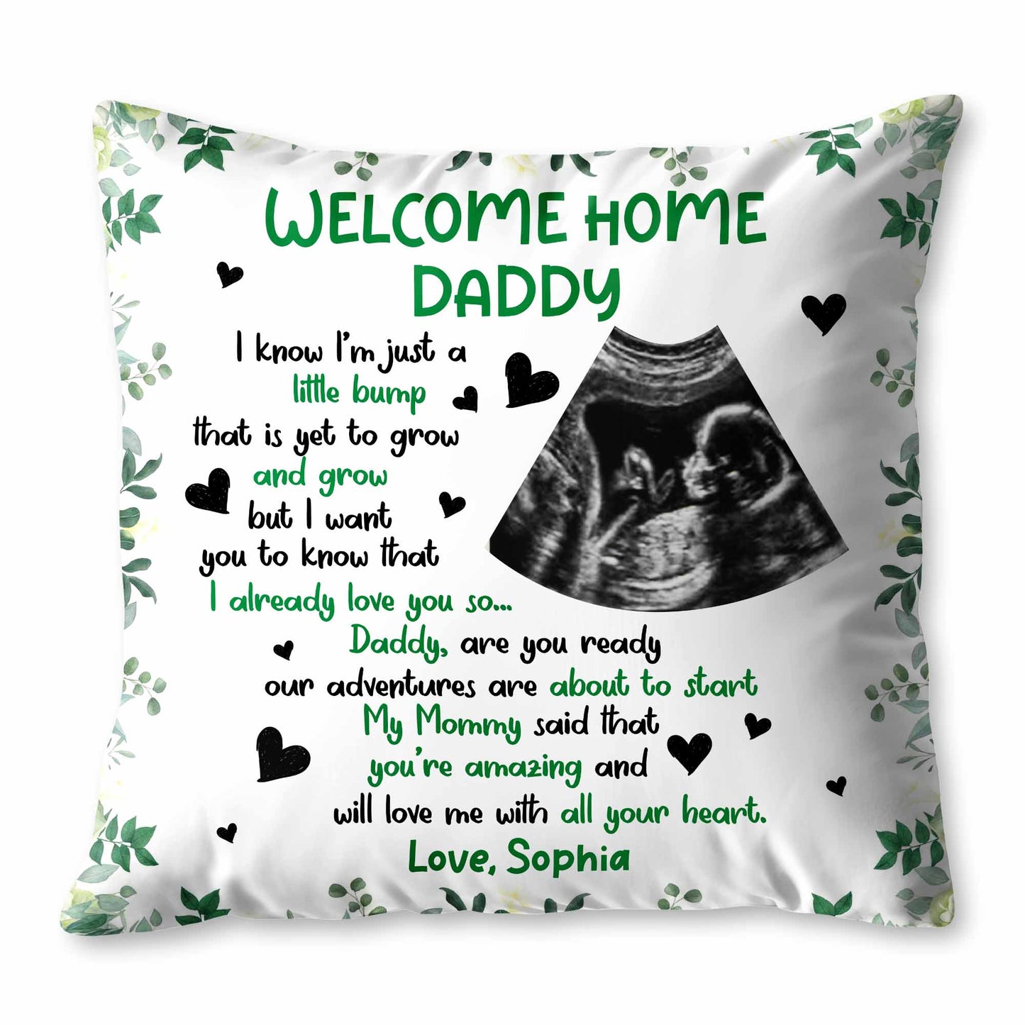 Welcome Home Daddy Sonogram And Heart Design