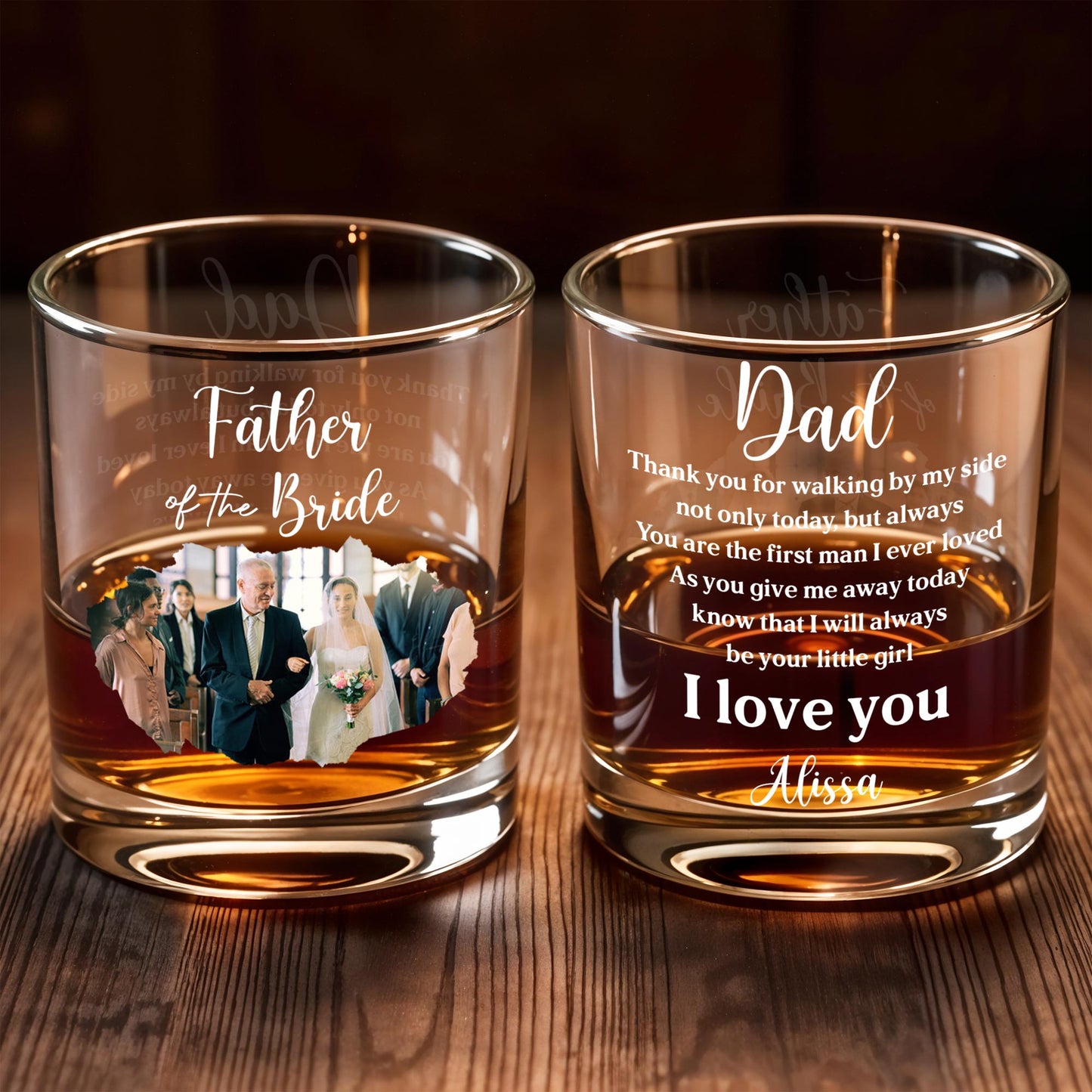 Father Of The Bride Wedding Photo Glass