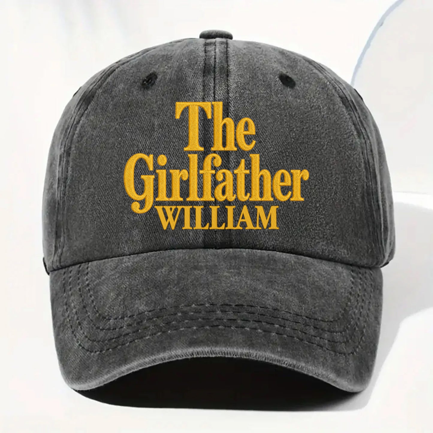 The Girlfather Custom Name Embroidery Text - Personalized Custom Washed Denim Cap - DAD540_WDCAP