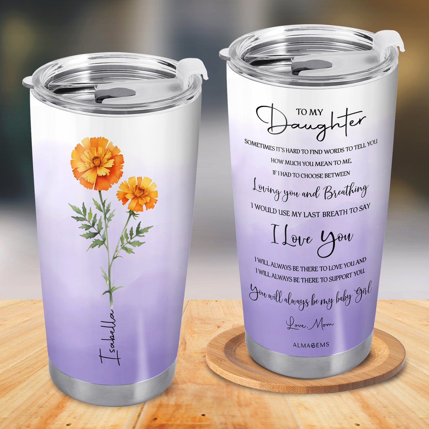 Motif floral « Épanouissez-vous là où vous êtes » - Gobelet personnalisé en acier inoxydable 20 oz 30 oz - DAU003_TB