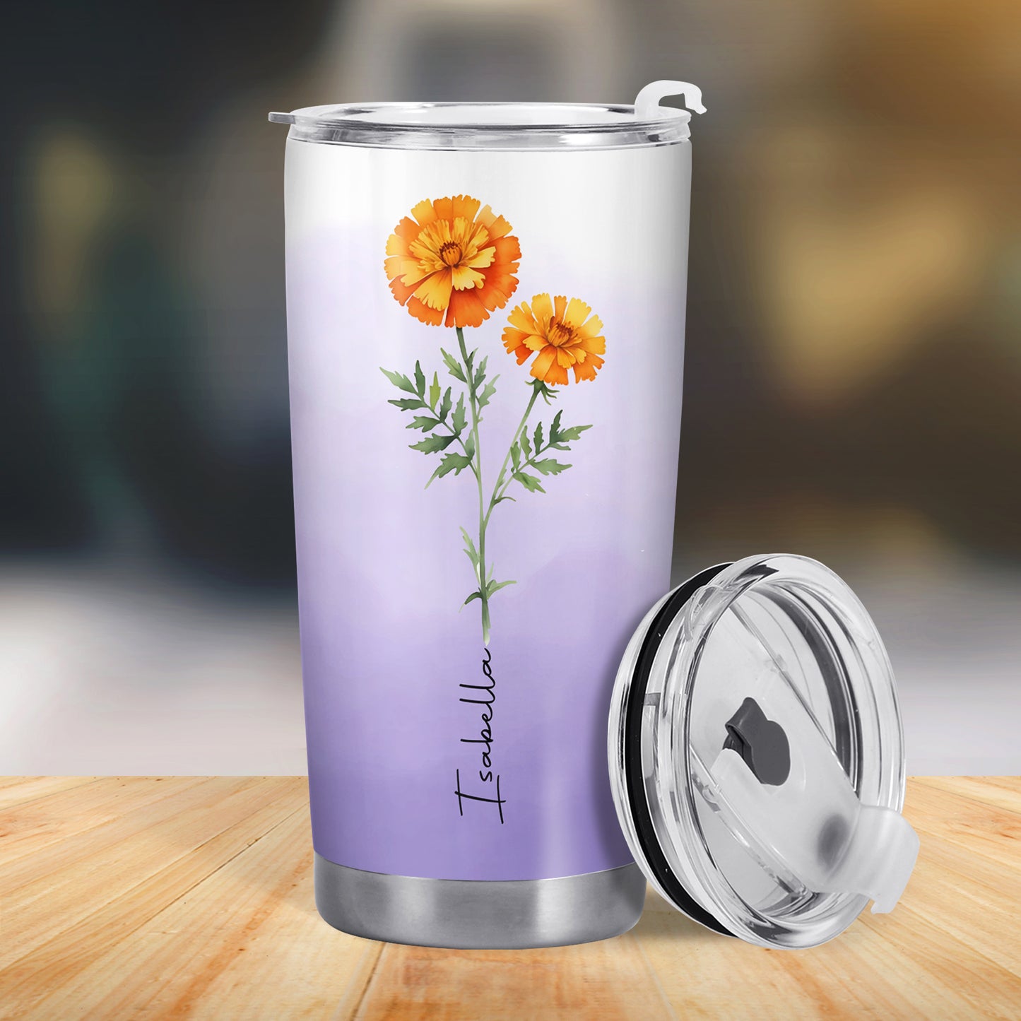 Motif floral « Épanouissez-vous là où vous êtes » - Gobelet personnalisé en acier inoxydable 20 oz 30 oz - DAU003_TB
