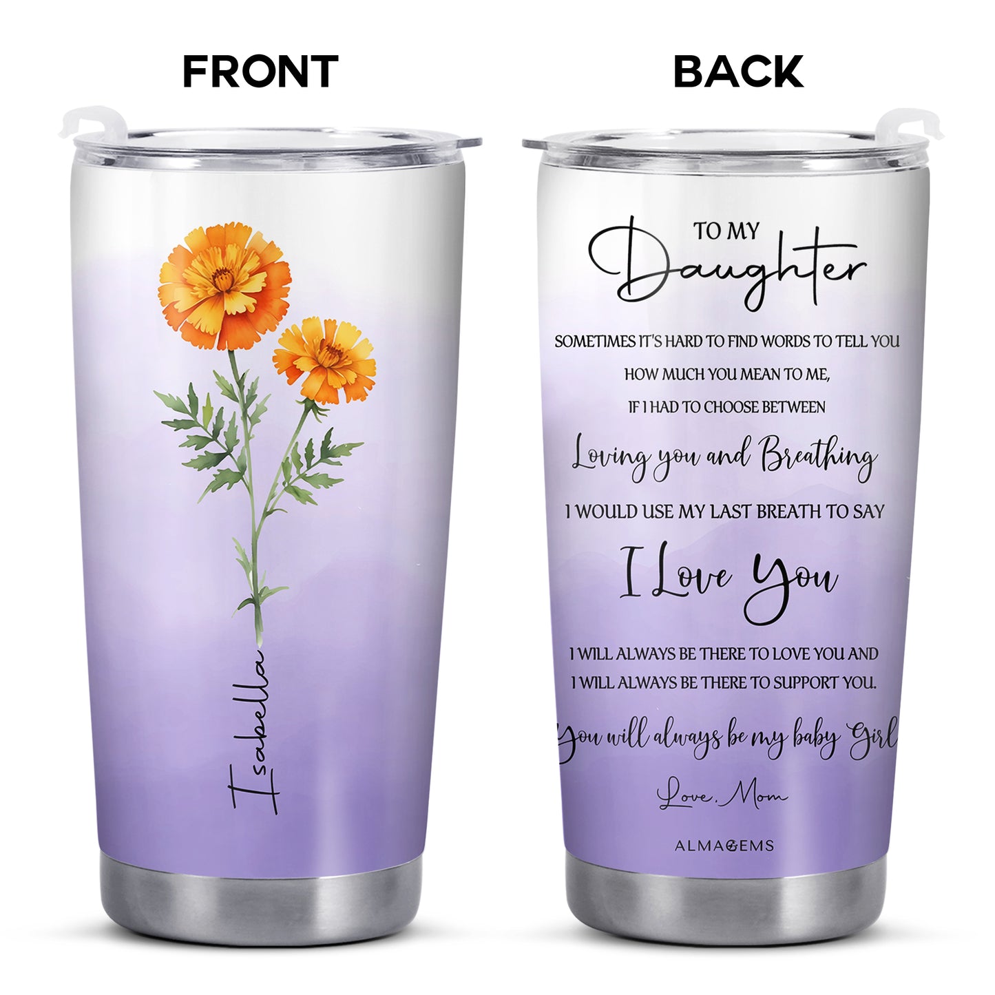 Motif floral « Épanouissez-vous là où vous êtes » - Gobelet personnalisé en acier inoxydable 20 oz 30 oz - DAU003_TB
