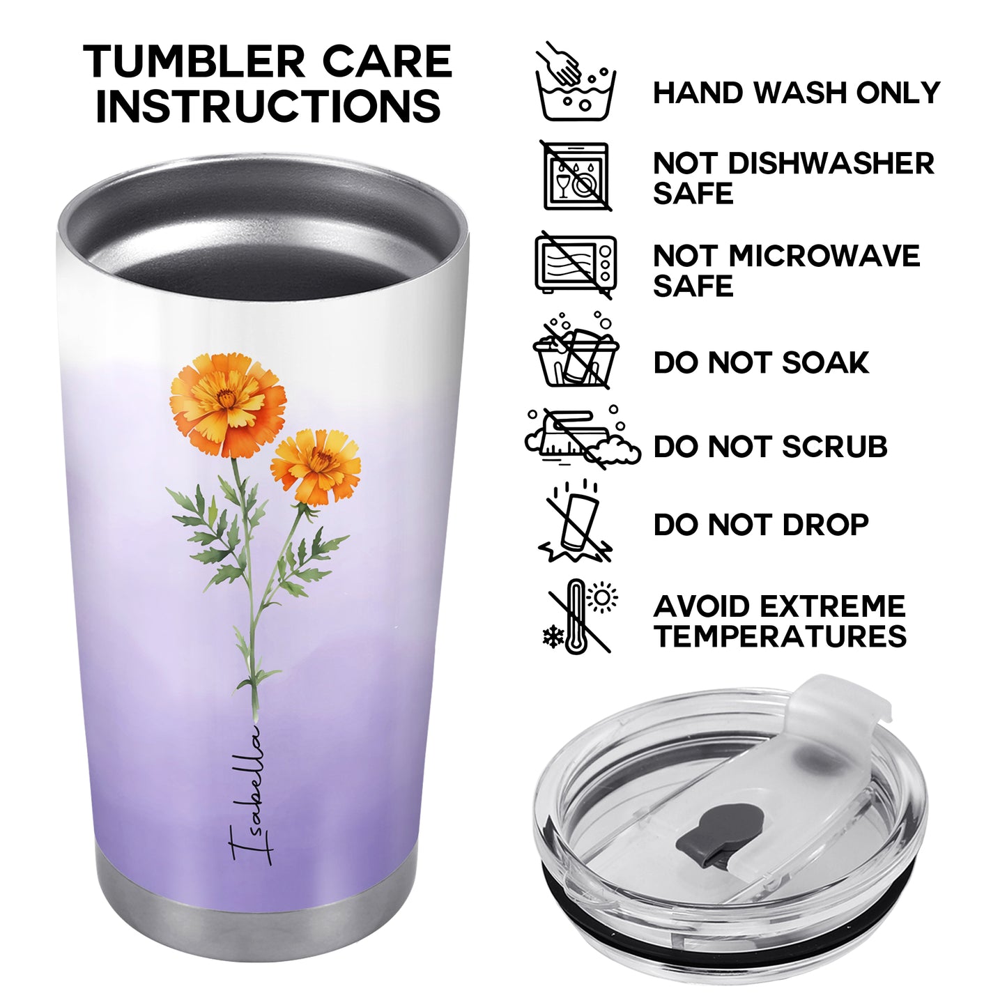 Motif floral « Épanouissez-vous là où vous êtes » - Gobelet personnalisé en acier inoxydable 20 oz 30 oz - DAU003_TB
