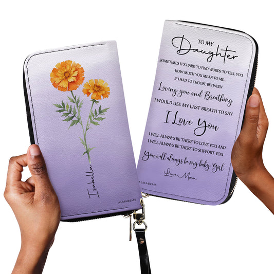 Dernier souffle pour dire « Je t'aime » – Portefeuille en cuir personnalisé pour femme – DAU003_WW