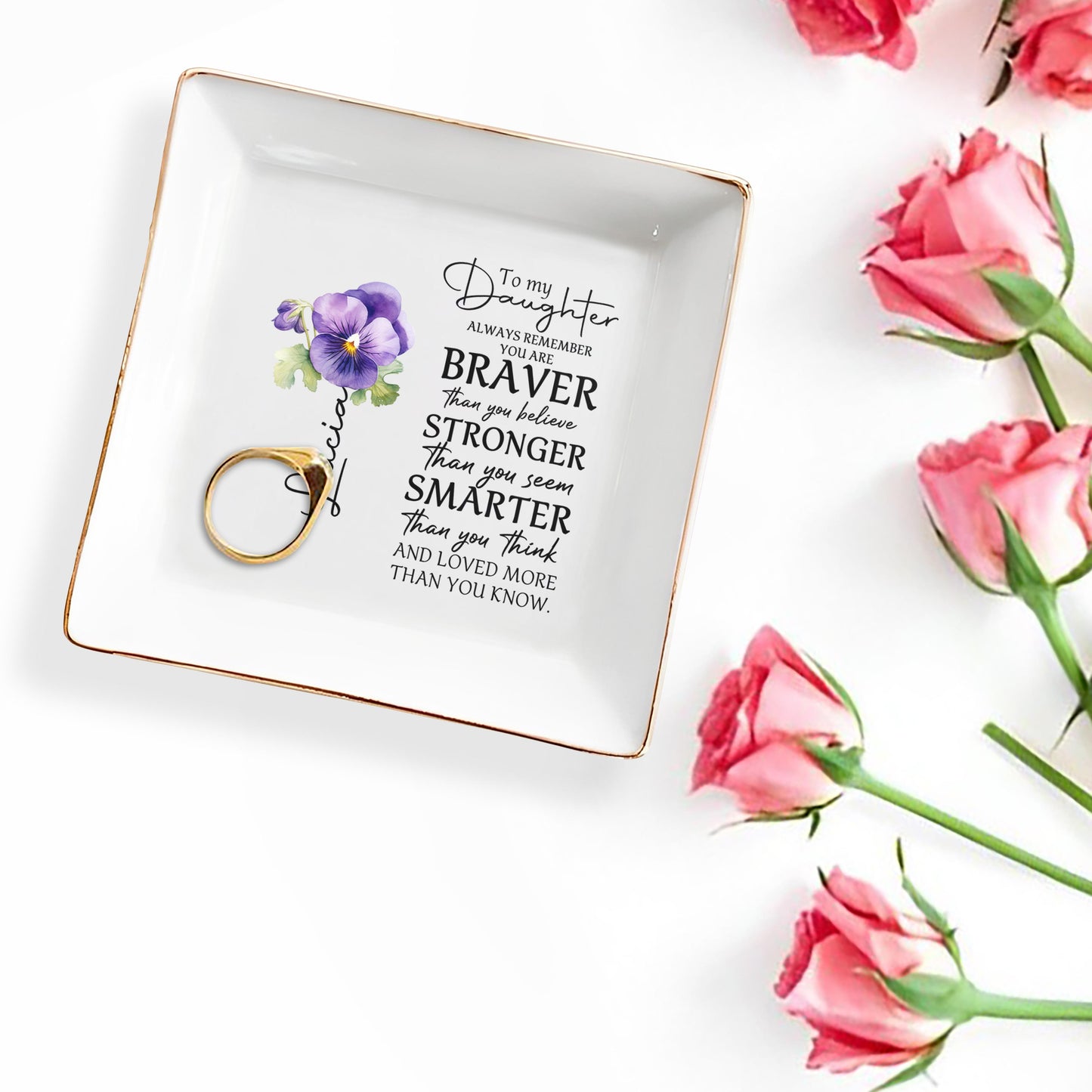 Always Remember You Are Braver Than You Believe - Personalized Custom Jewelry Dish - DAU013_SCRD