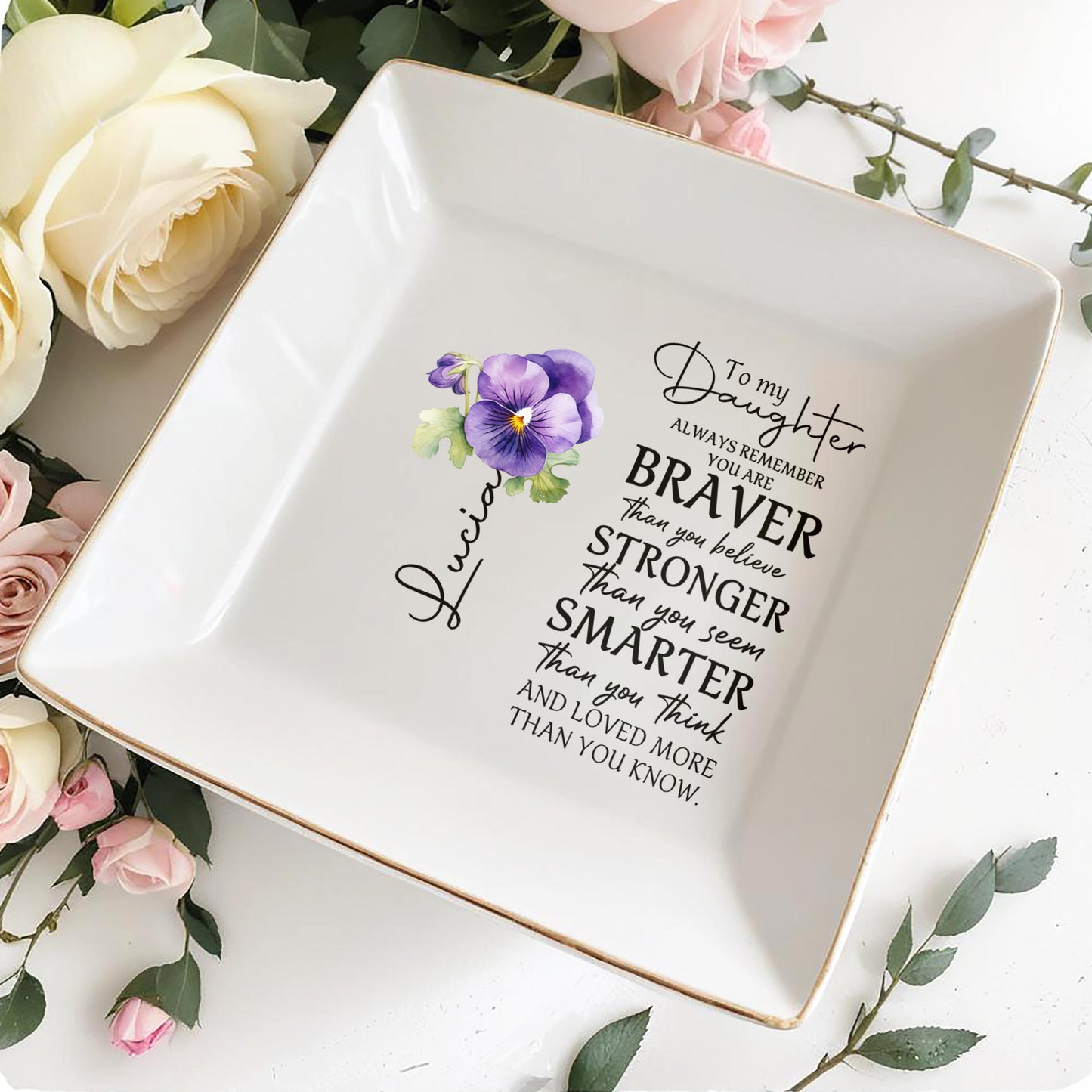 Always Remember You Are Braver Than You Believe - Personalized Custom Jewelry Dish - DAU013_SCRD