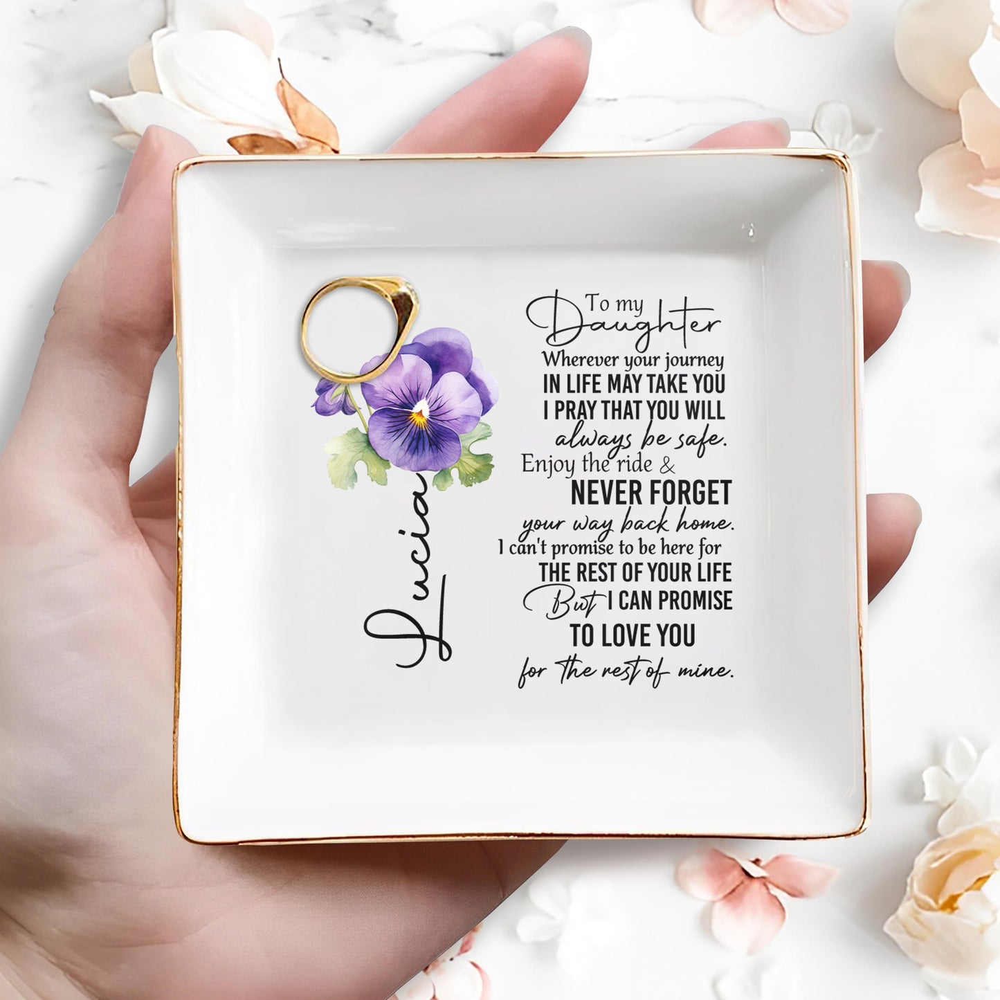 À ma fille : Profite bien du voyage et n'oublie jamais ! - Coupe à bijoux personnalisée - DAU019_SCRD
