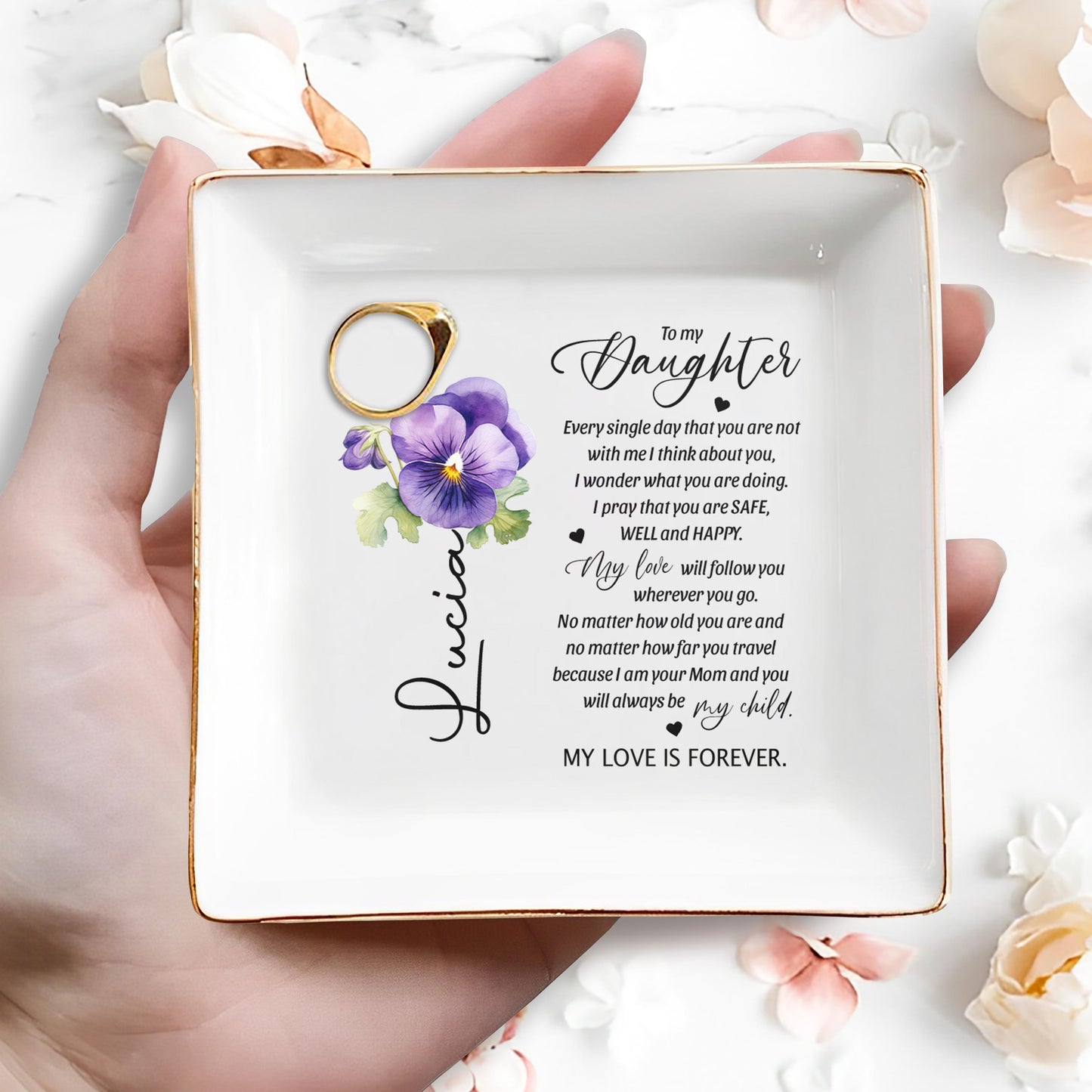 Porte-bijoux floral « Mon amour est éternel » - Porte-bijoux personnalisé - DAU022_SCRD