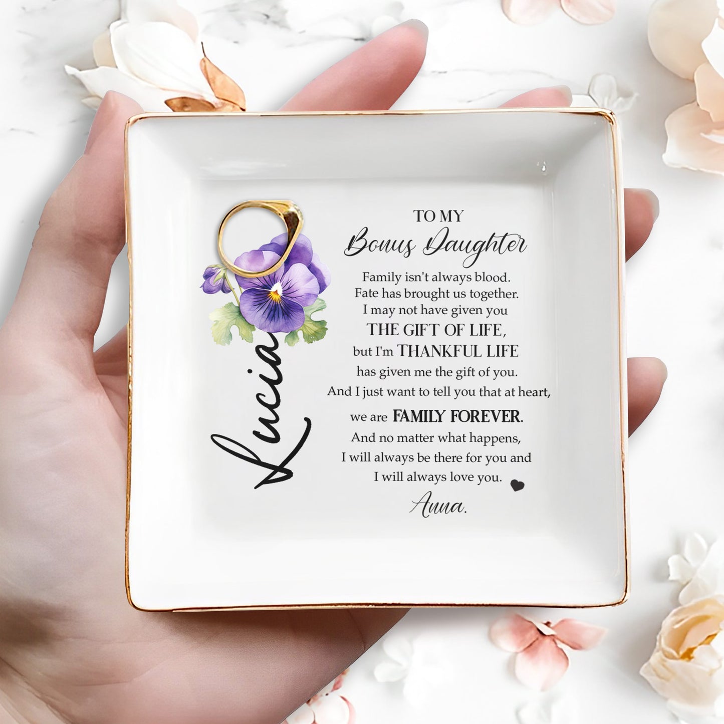 Family Isn't Always Blood Personalized Dish - Personalized Custom Jewelry Dish - DAU042_SCRD