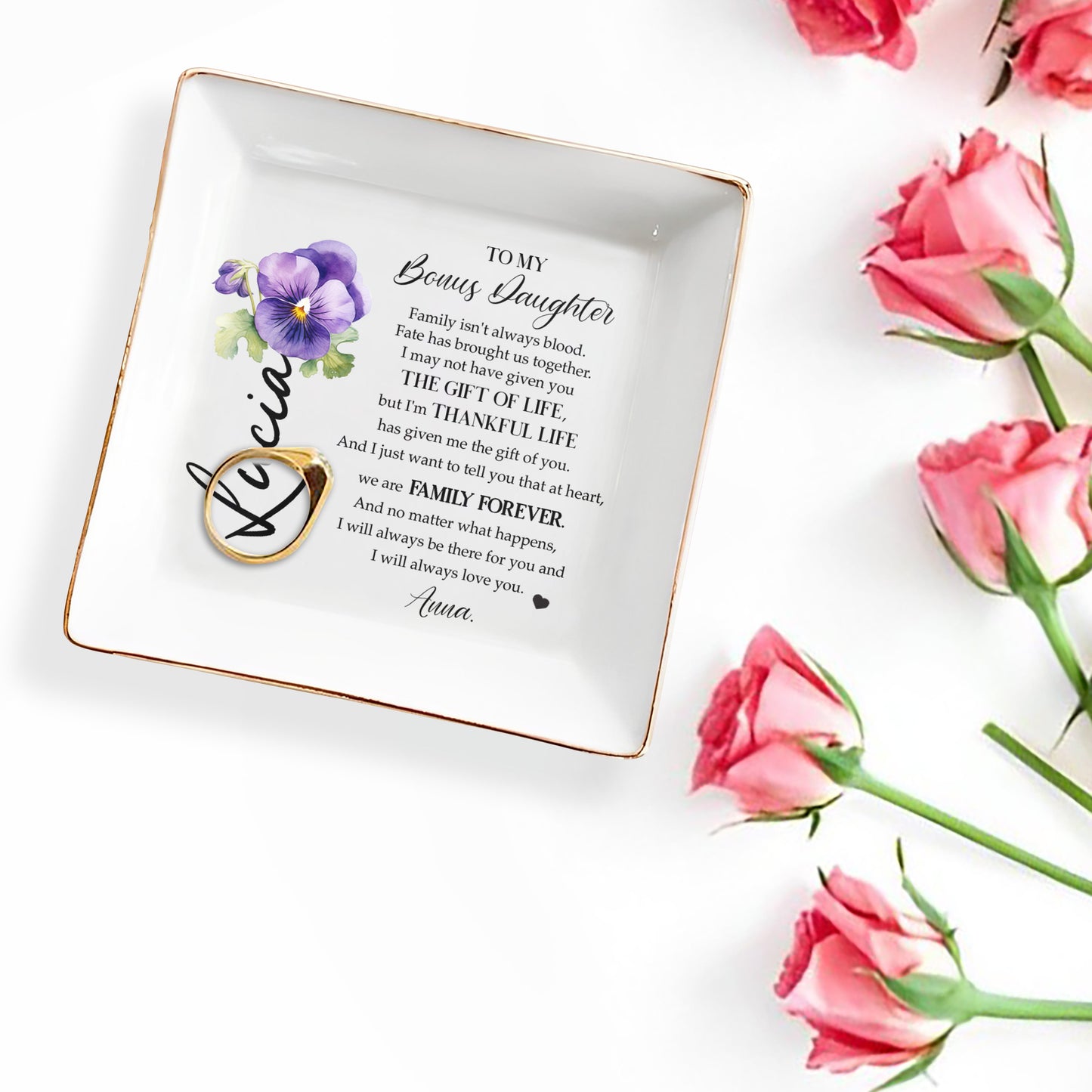 Family Isn't Always Blood Personalized Dish - Personalized Custom Jewelry Dish - DAU042_SCRD