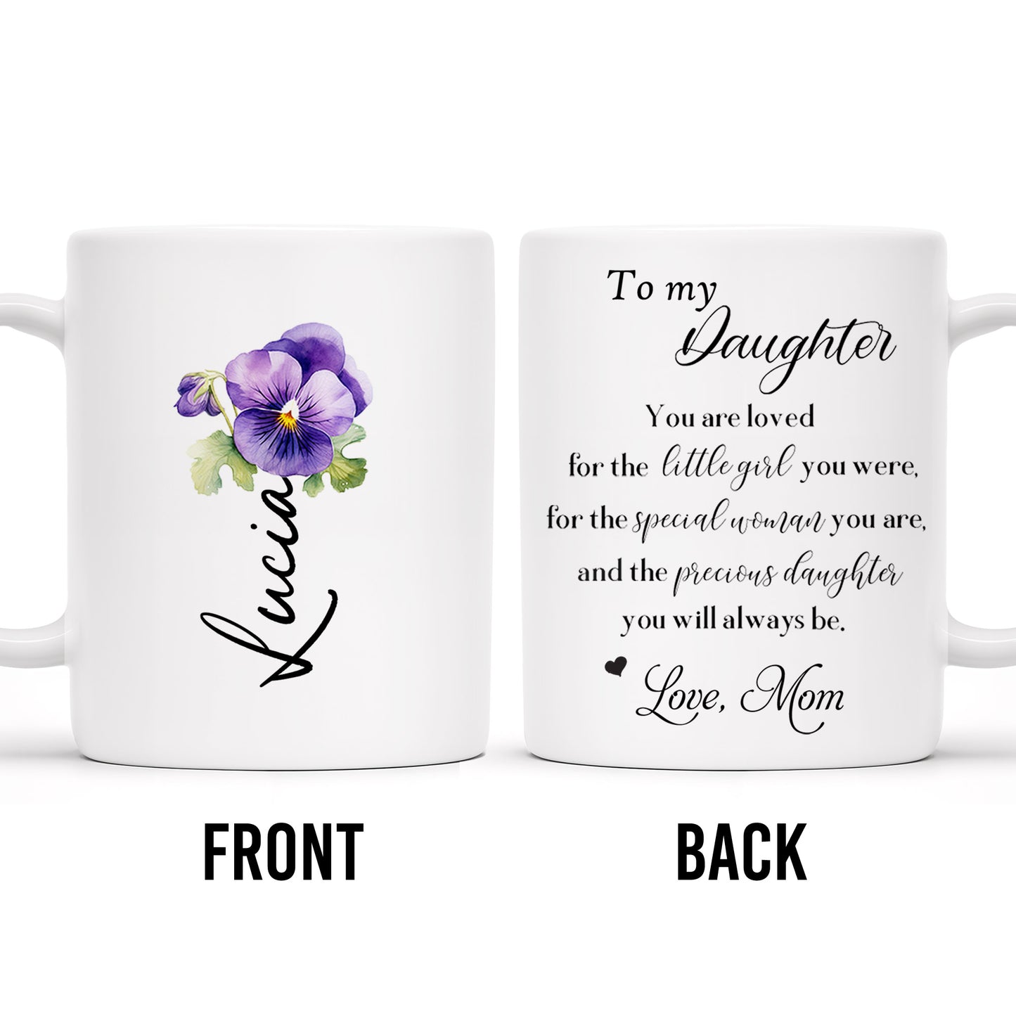 Precious Daughter Special Woman Love Mom Pansy Design