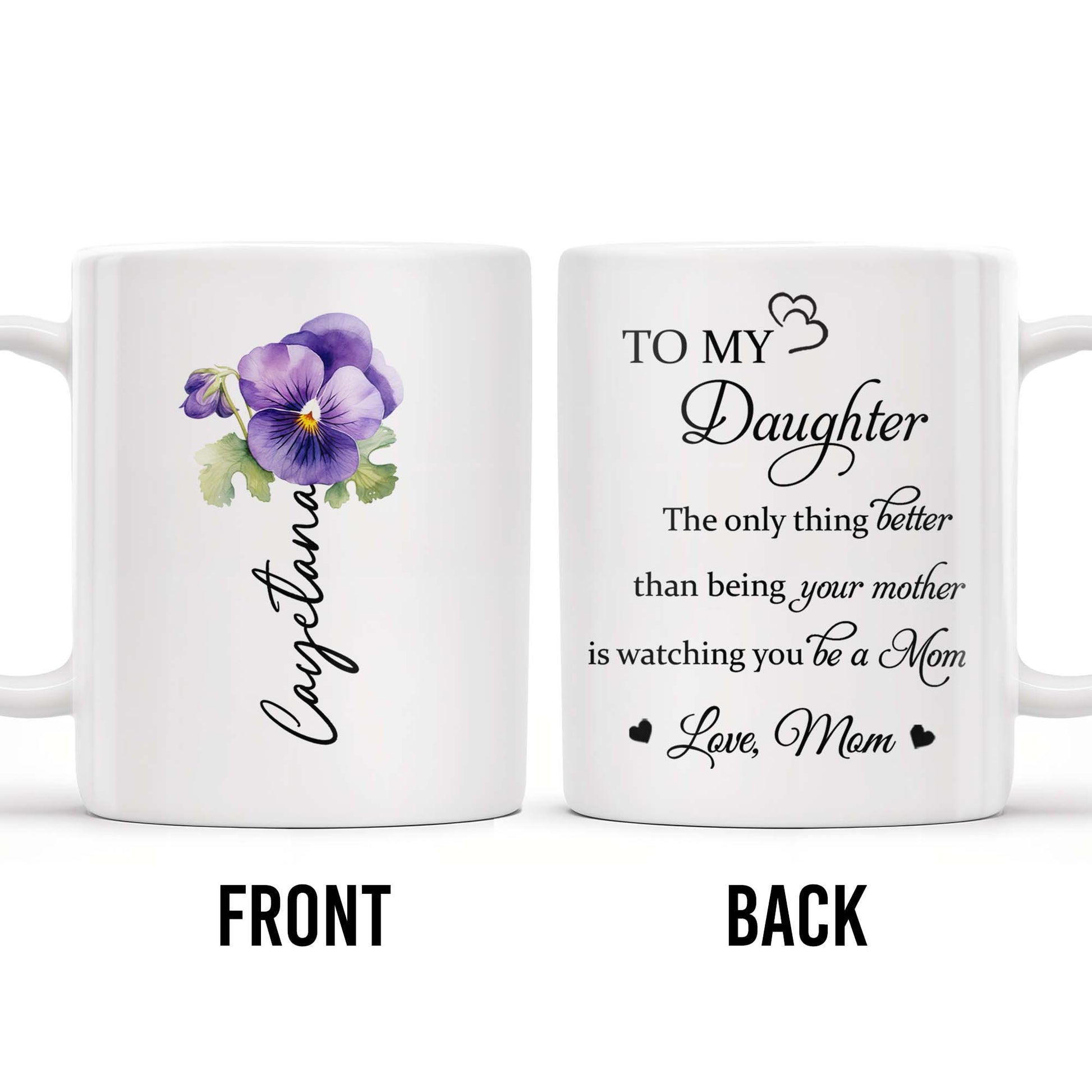To My Daughter Watching You Be A Mom Pansy Flower Mug