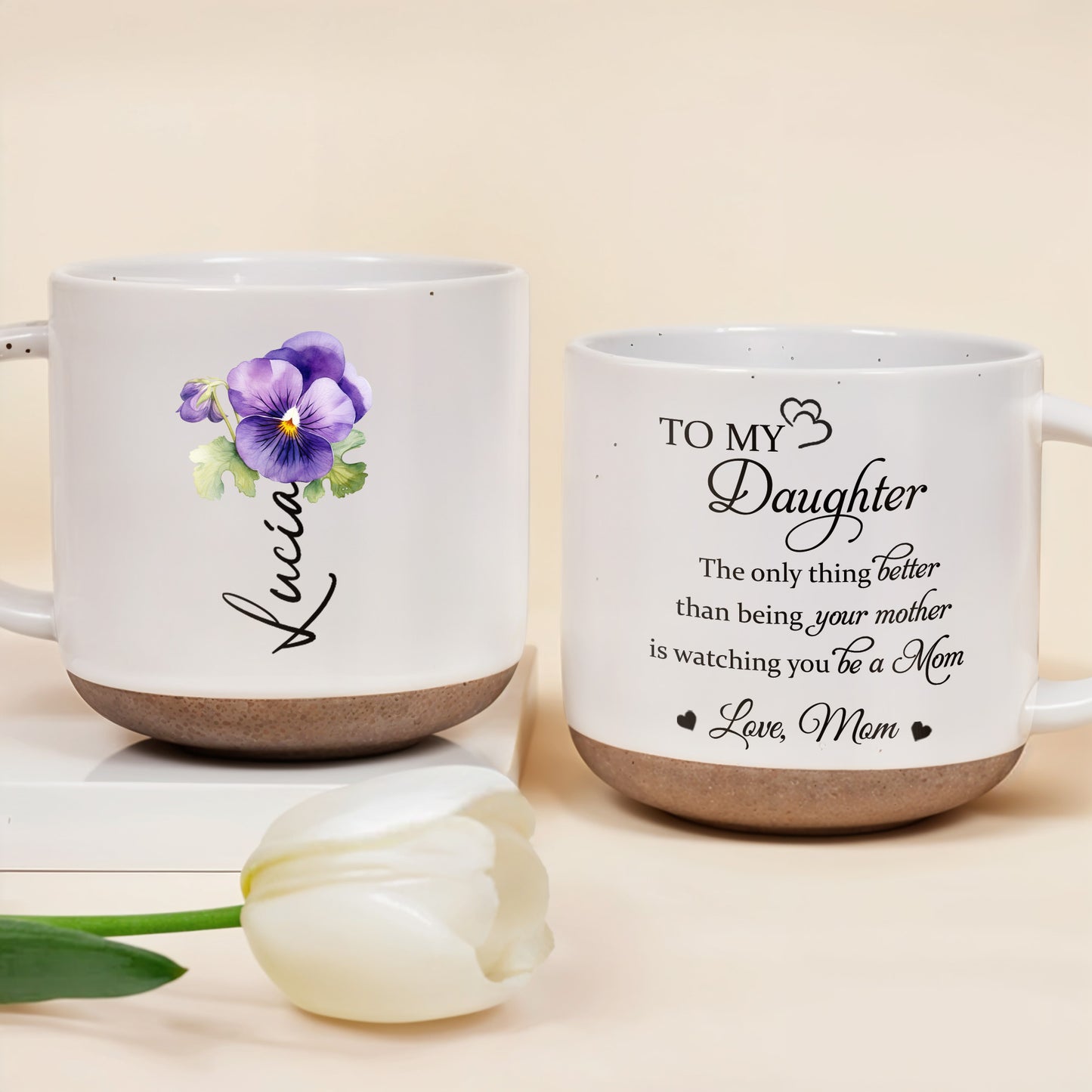 To My Daughter Love From Mom Pansy Flower Mug