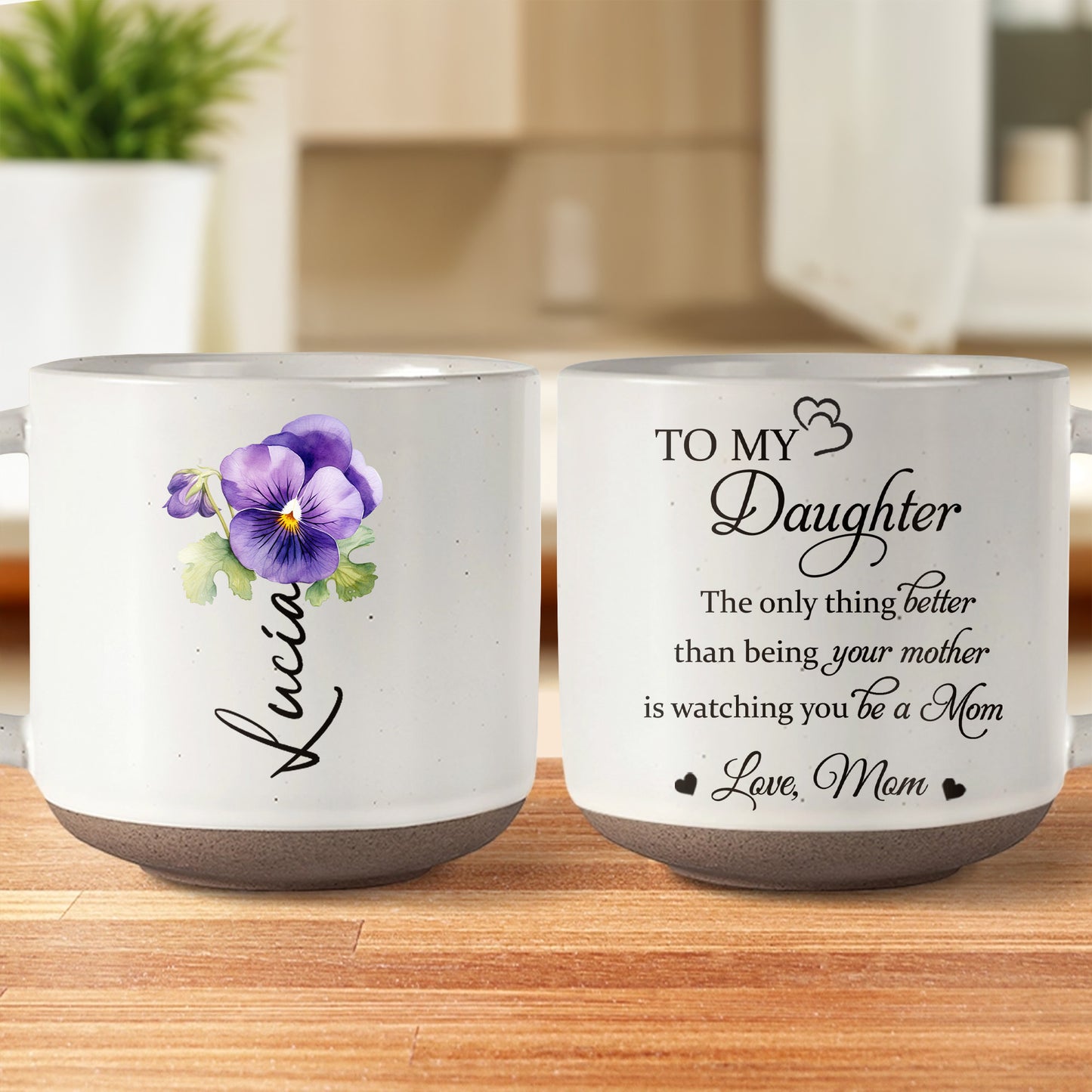 To My Daughter Love From Mom Pansy Flower Mug