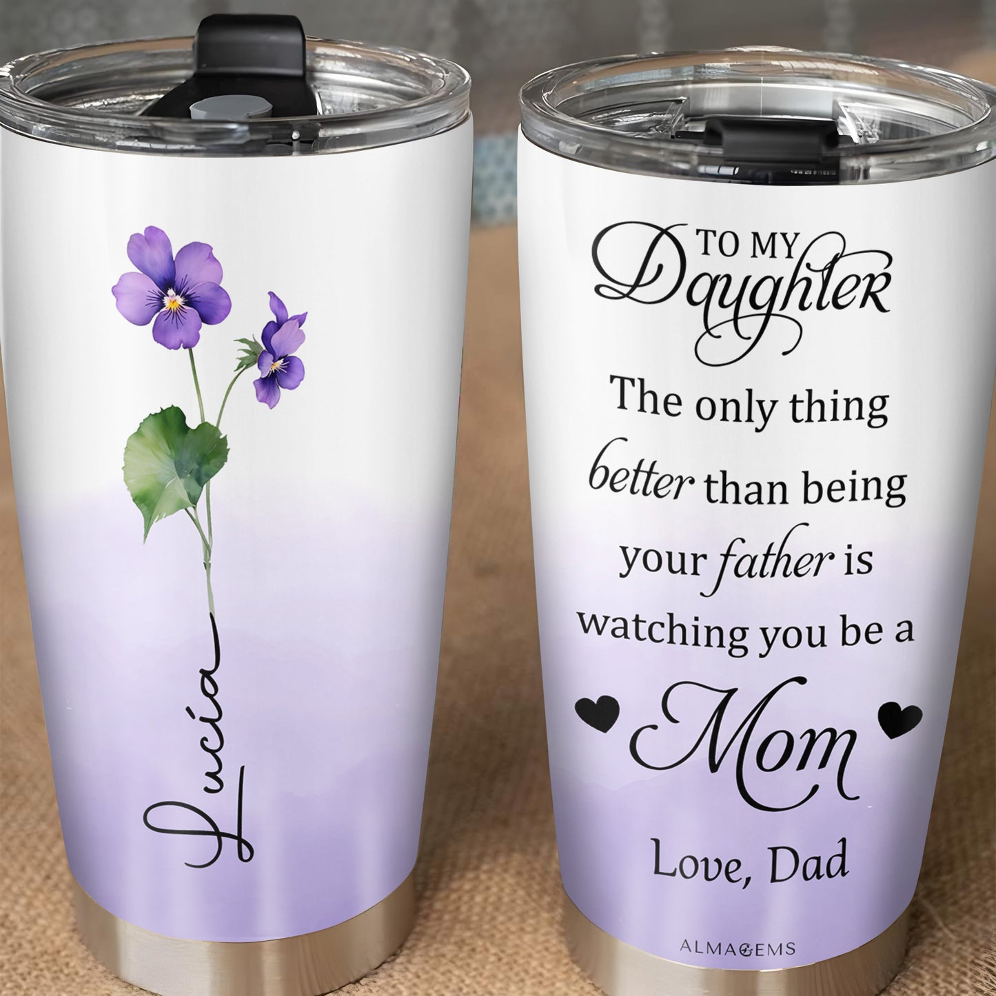 Watching You Be A Mom, Violets And Heart Design