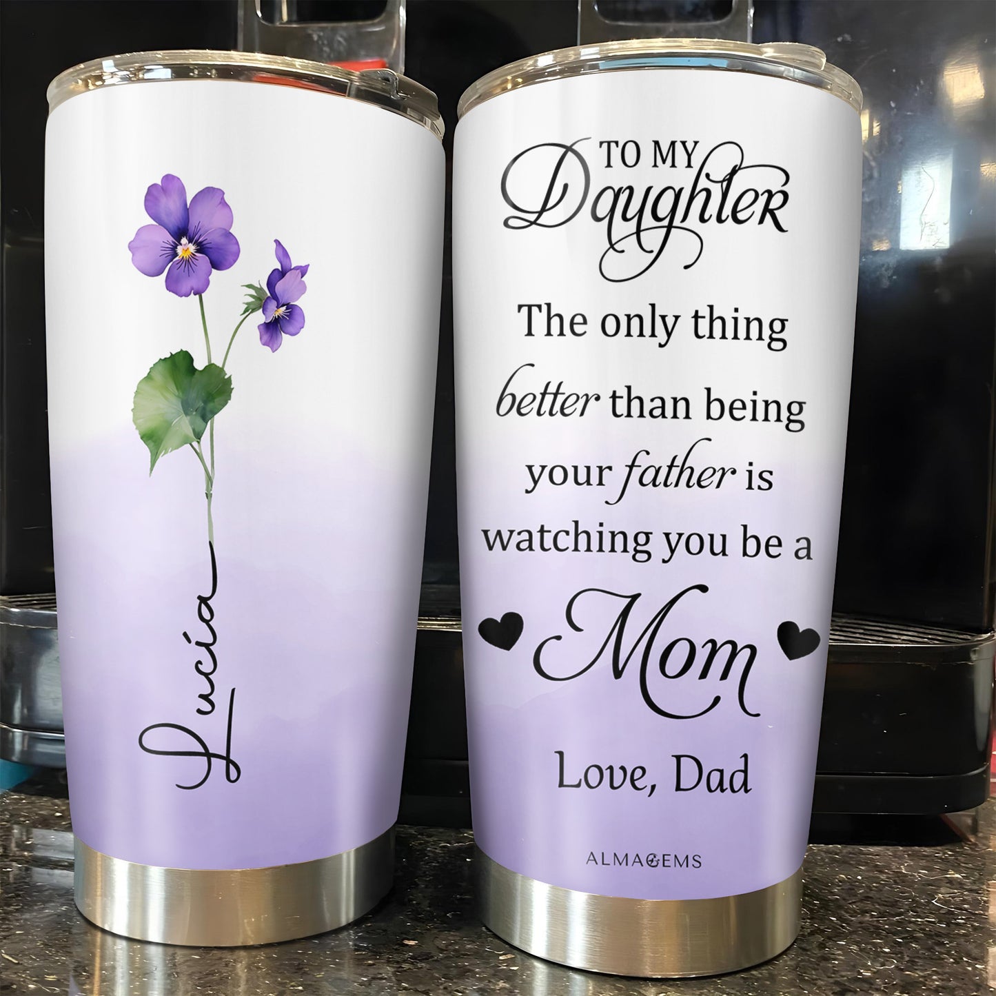 Watching You Be A Mom, Violets And Heart Design