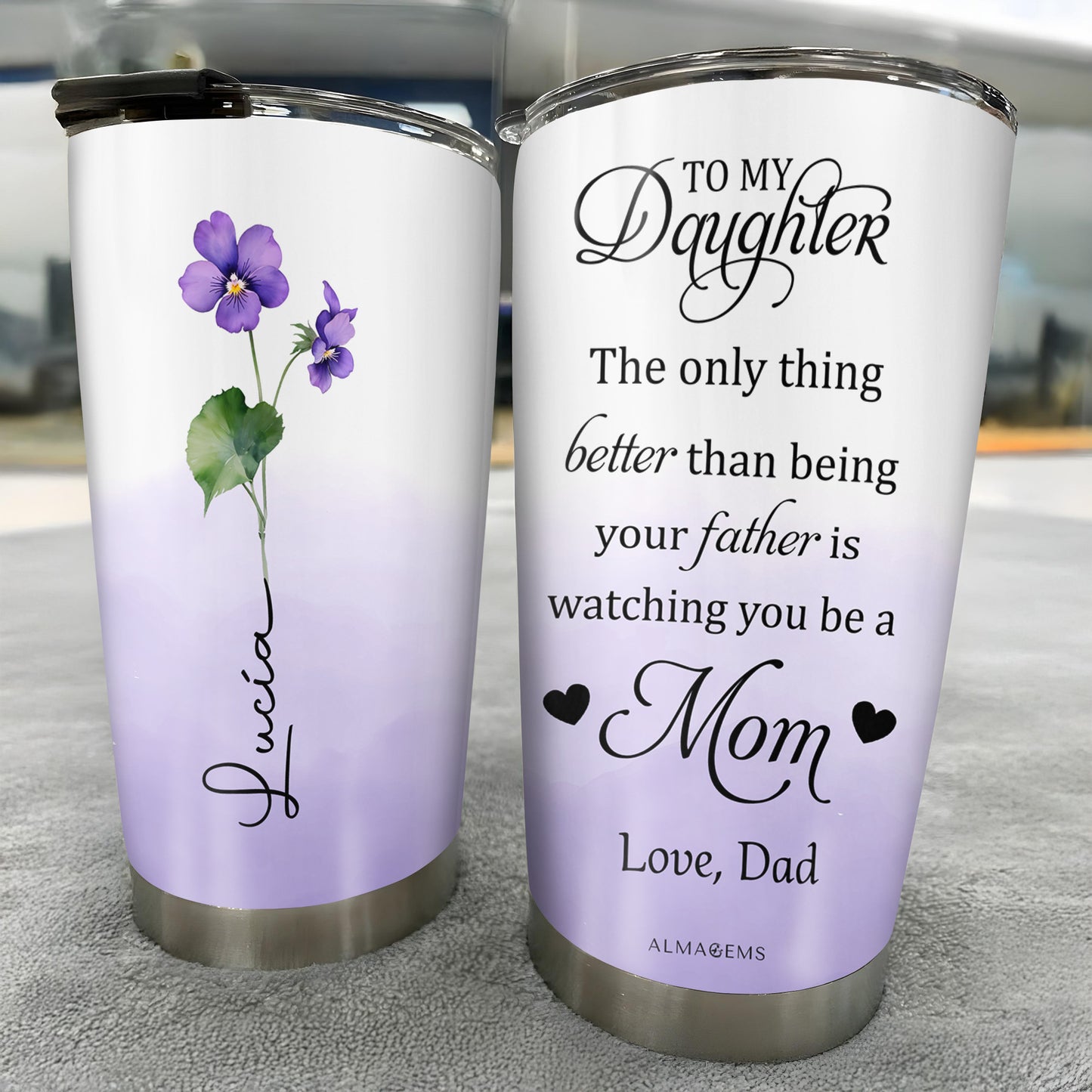 Watching You Be A Mom, Violets And Heart Design