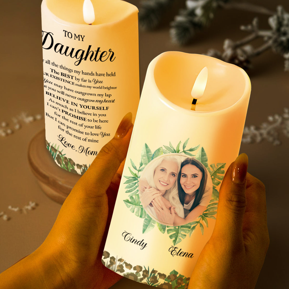 Believe In Yourself, Love Mom, Leaf Design Portrait