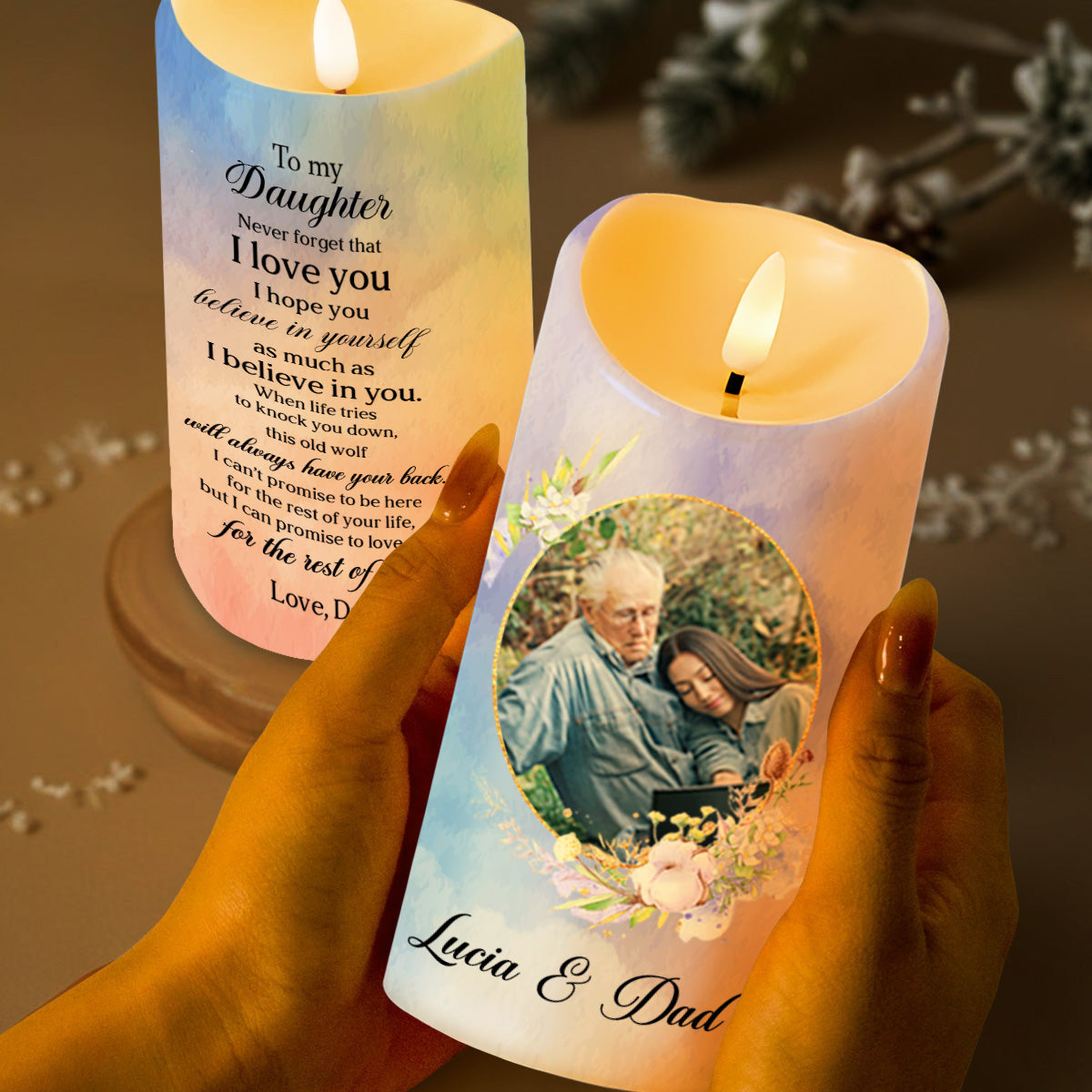 Love And Belief From Dad To Daughter Featuring Wolf And Flowers