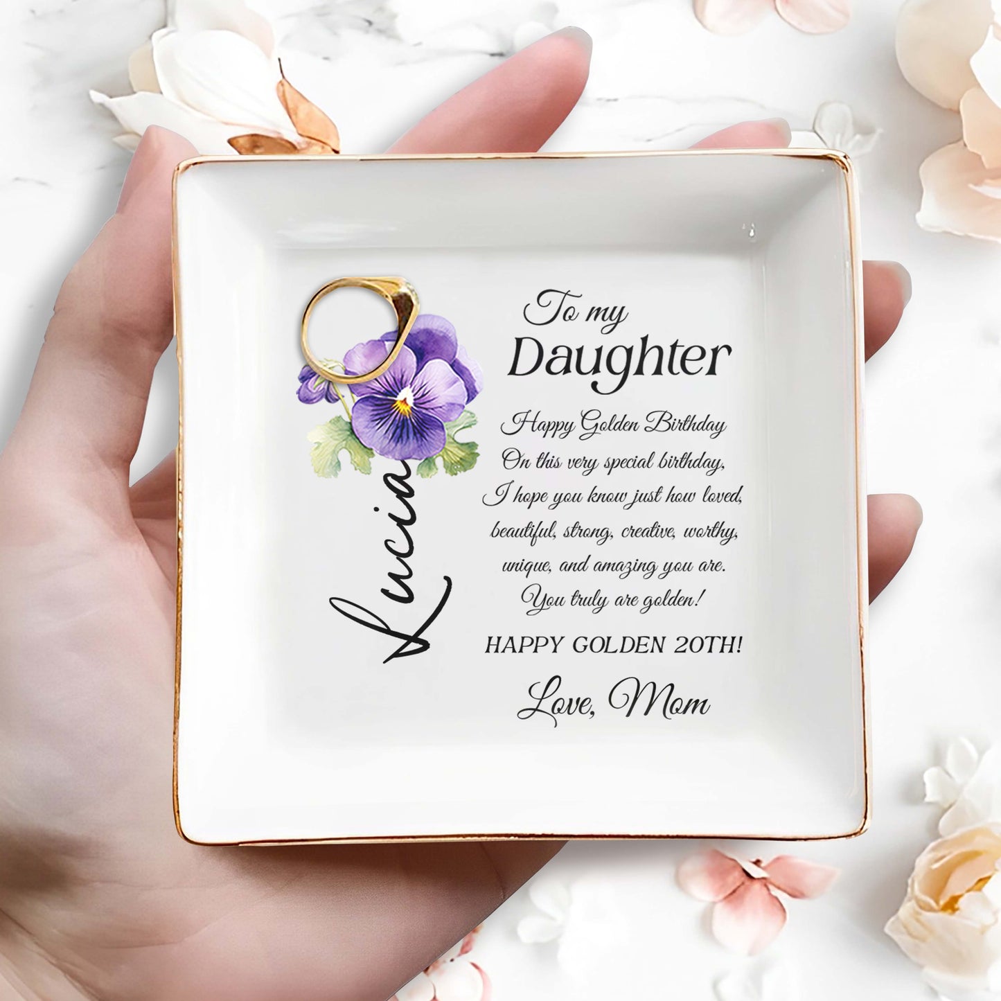 Happy Golden Birthday Gift Featuring Pansies