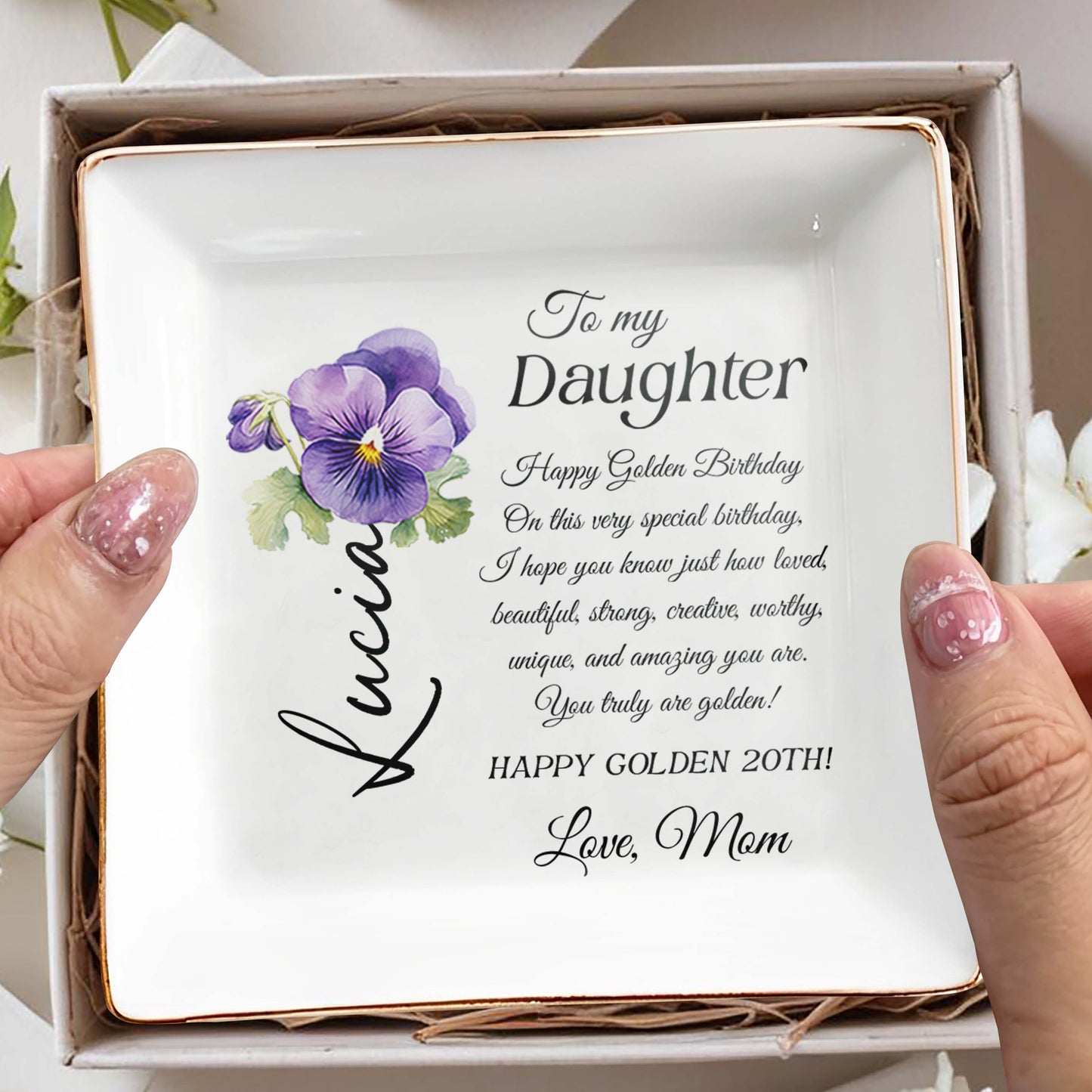 Happy Golden Birthday Gift Featuring Pansies