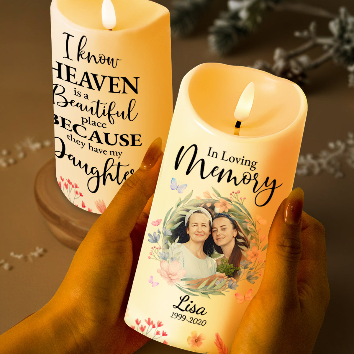 Heaven Is Beautiful Because They Have My Daughter Wreath Candle