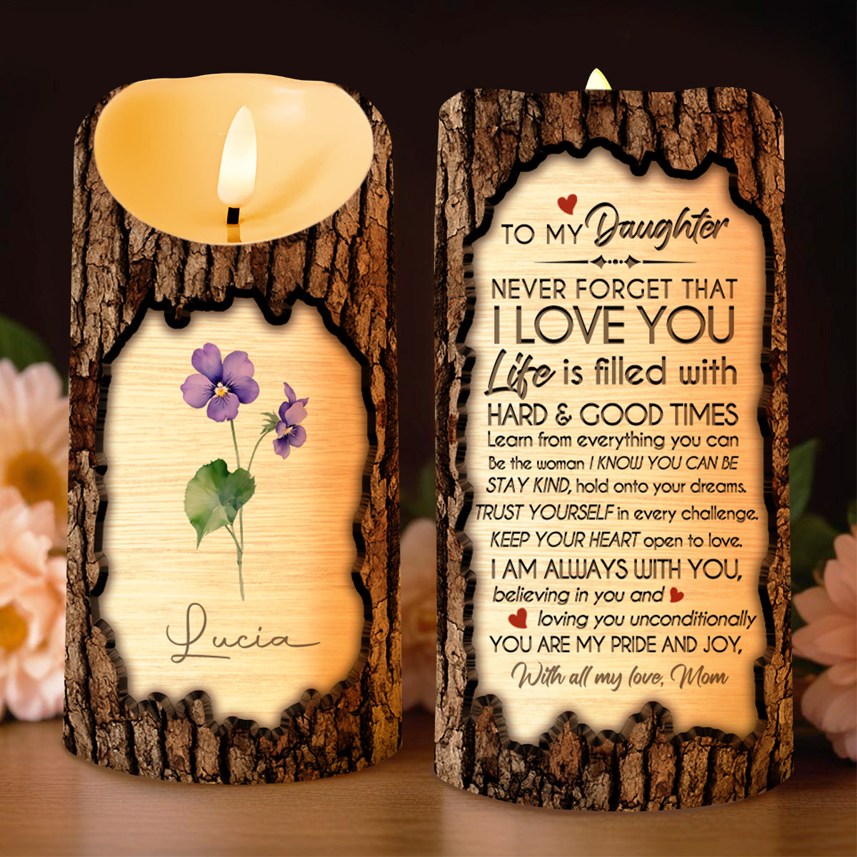 Never Forget That I Love You, Inspirational Quote With Heart & Flowers