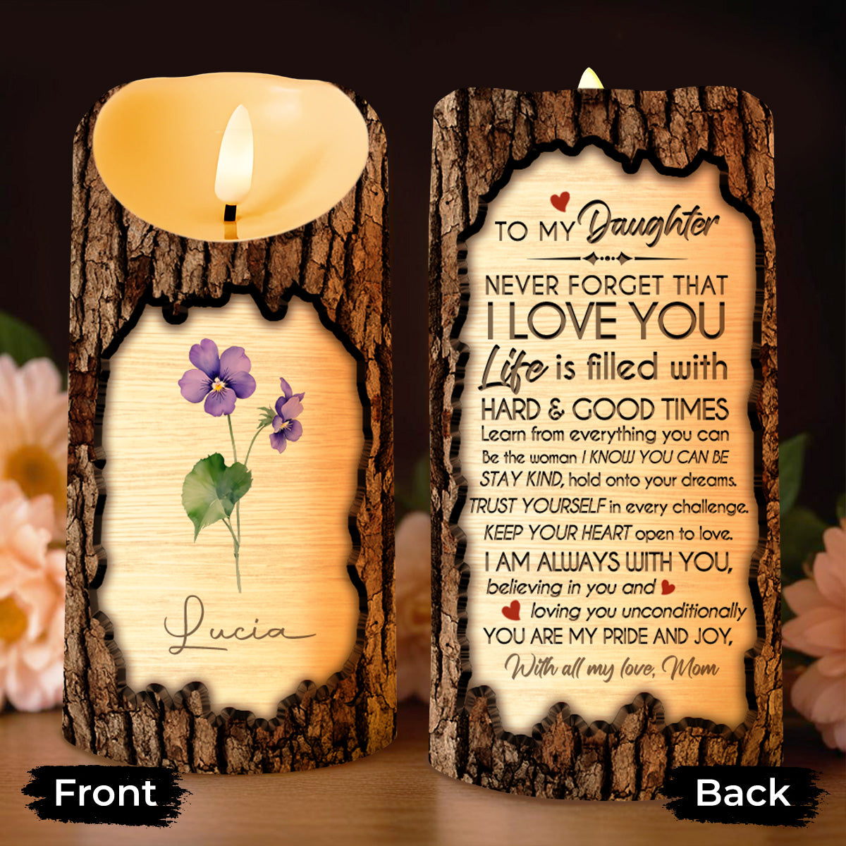 Never Forget That I Love You, Inspirational Quote With Heart & Flowers