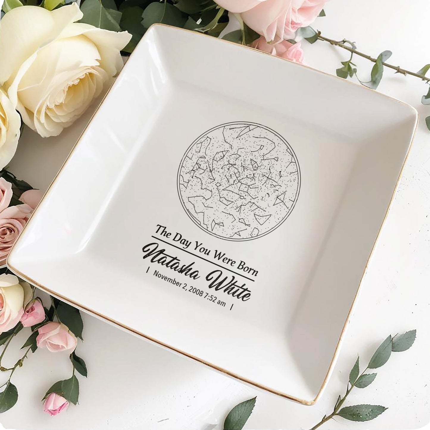 The Day You Were Born Star Map Square Dish