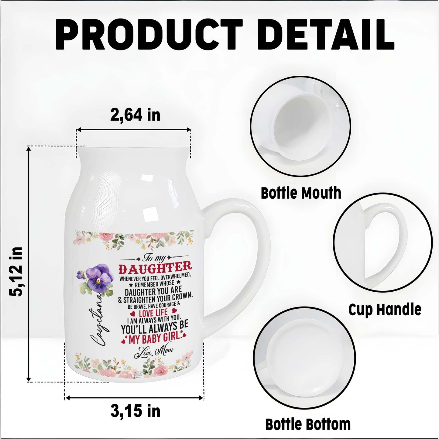 Courage and Love Life Message For Daughter With Floral Design