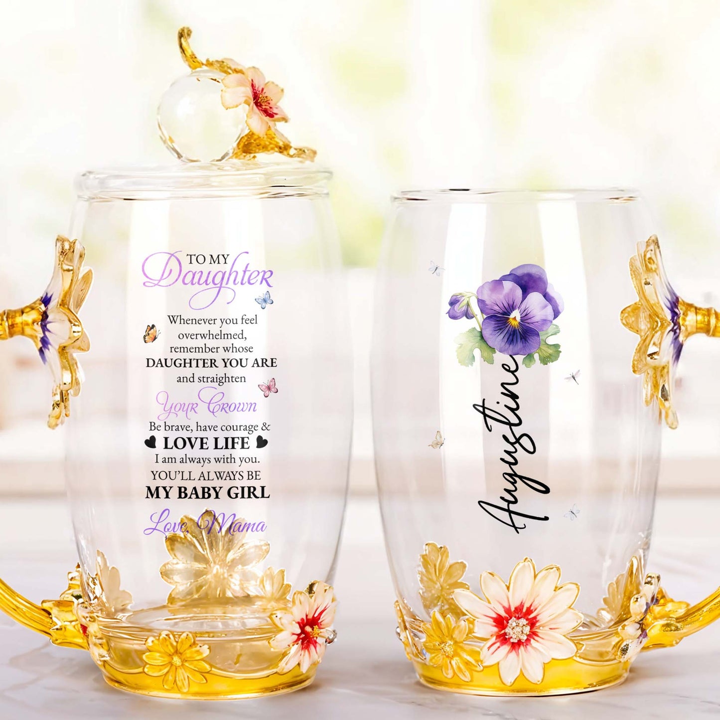 Enrich Your Tea Time With Elegant Floral Personalization, Flowers, Bee, Butterfly
