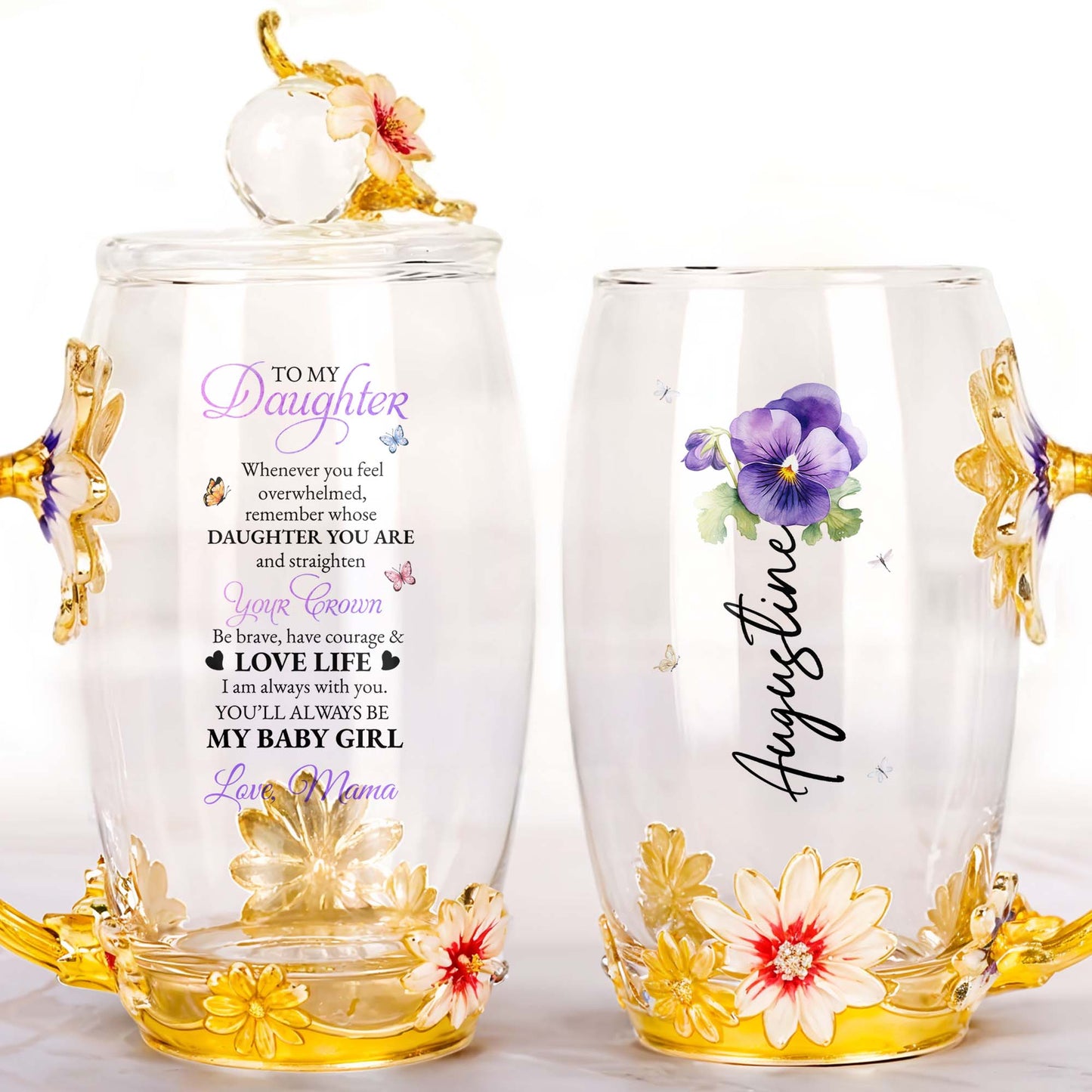 Enrich Your Tea Time With Elegant Floral Personalization, Flowers, Bee, Butterfly