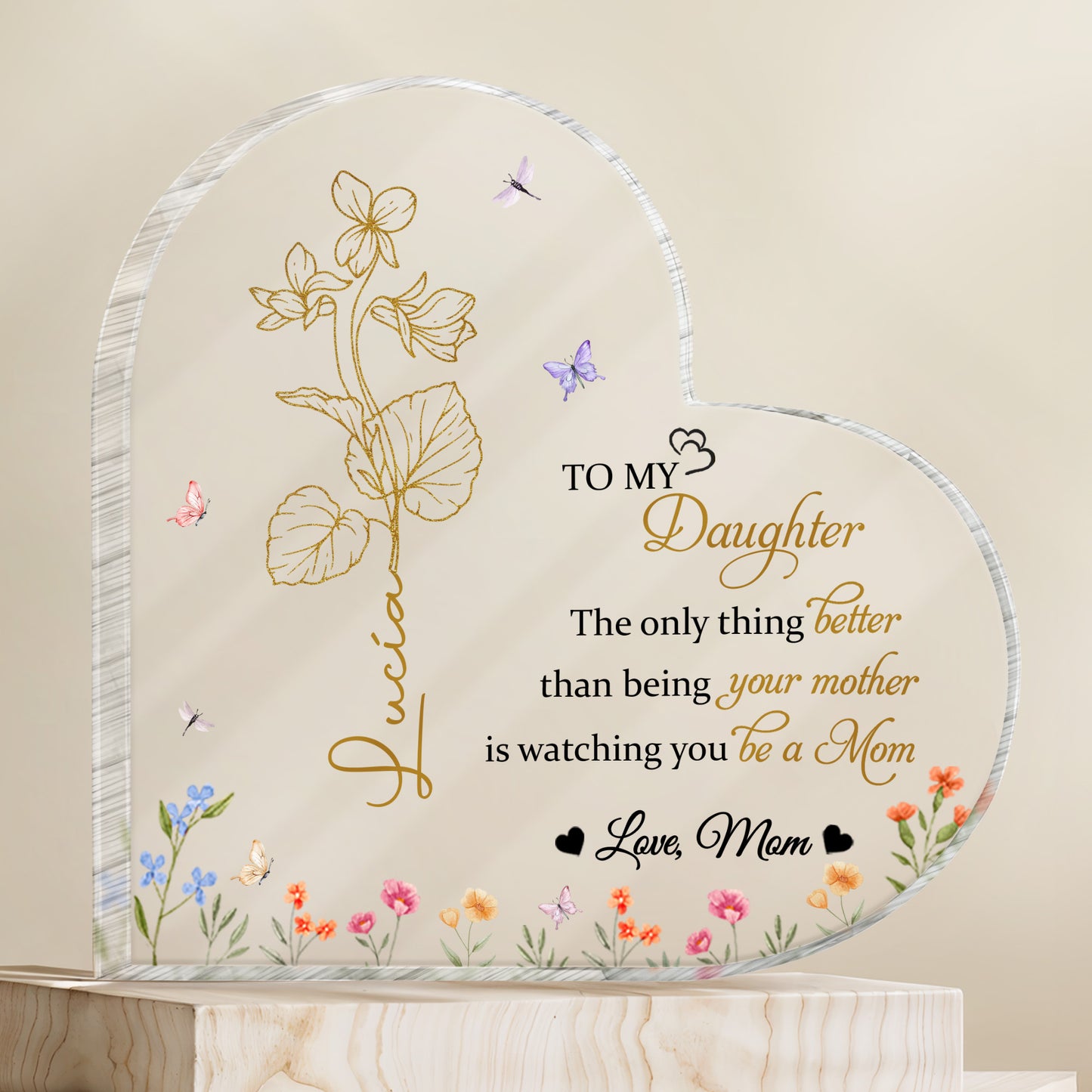 To My Daughter, Love Mom, Flowers And Butterflies