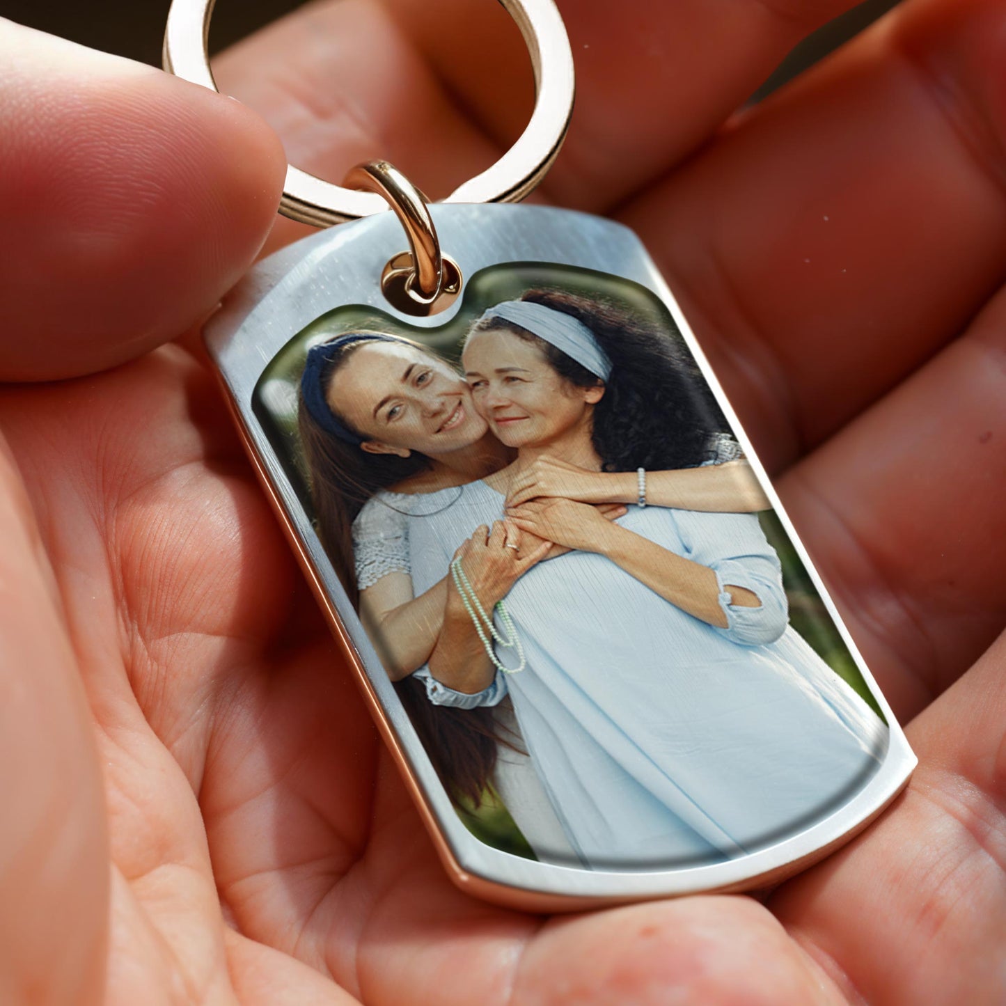 To My Daughter Love and Hug Custom Keychain