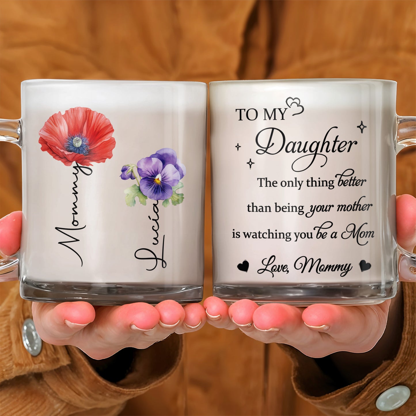 To My Daughter Love From Mom Featuring Poppies And Pansies
