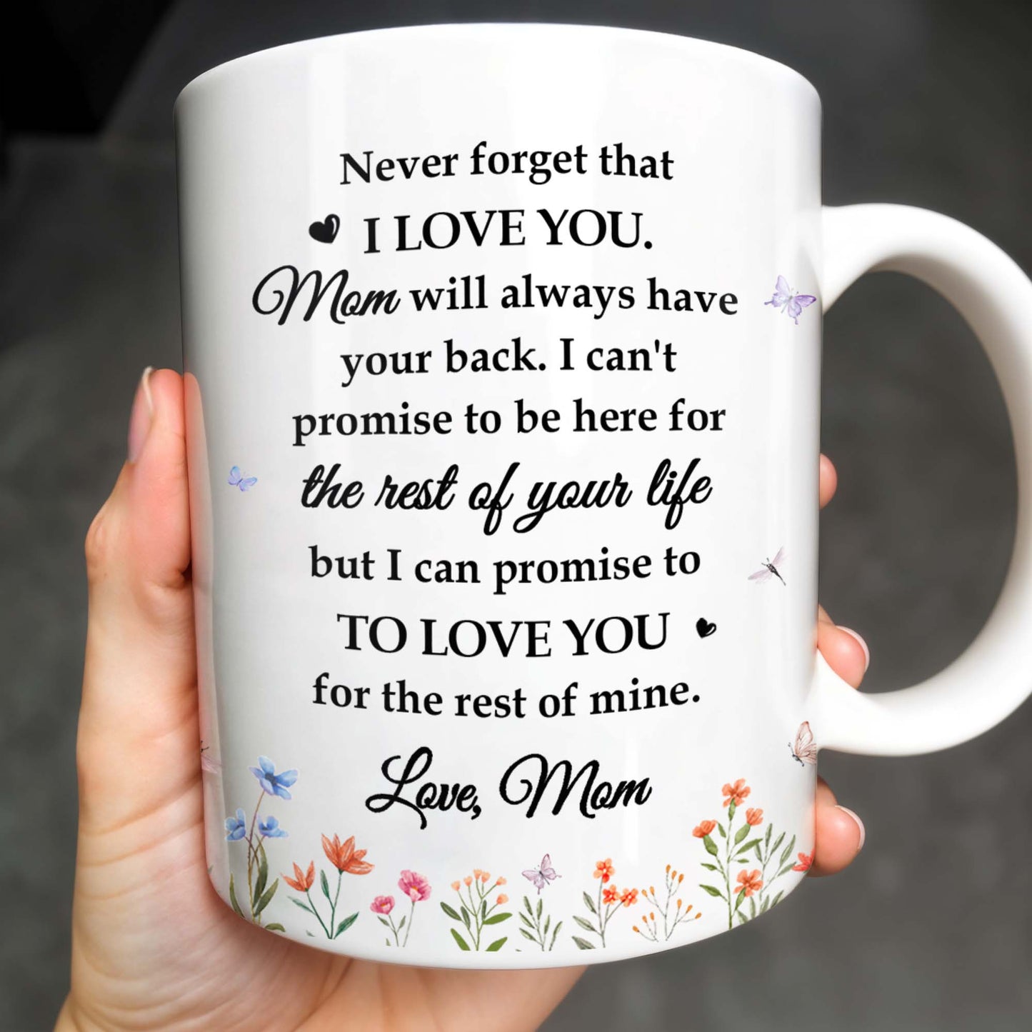 Promesse d'amour à ma fille avec fleurs et papillons - Tasse à café personnalisée - DAU114_MG