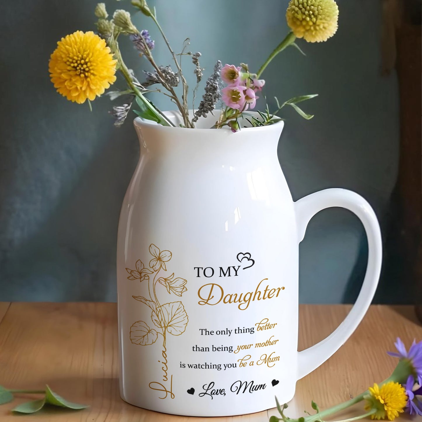 The Only Thing Better Than Being Your Mother Is Watching You Be A, Hearts - Personalized Ceramic Flower Vase - DAU134_CEV