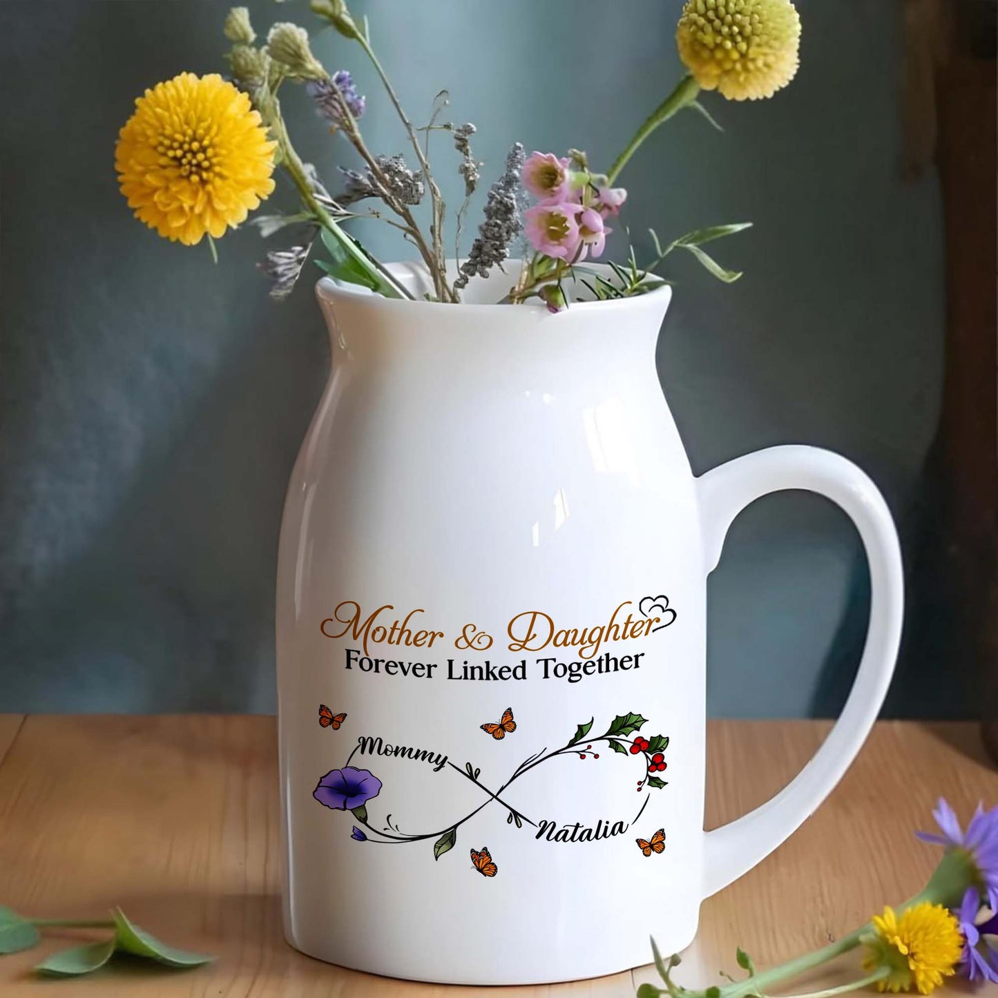 To My Beautiful Daughter, Believe In Yourself, Flowers and Branches - Personalized Ceramic Flower Vase - DAU143_CEV