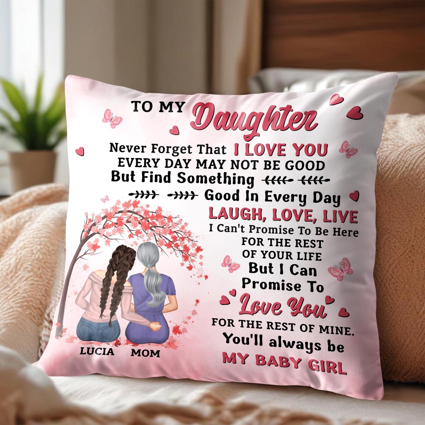 To My Daughter, Never Forget That I LOVE YOU, Hearts And Two Female Figures