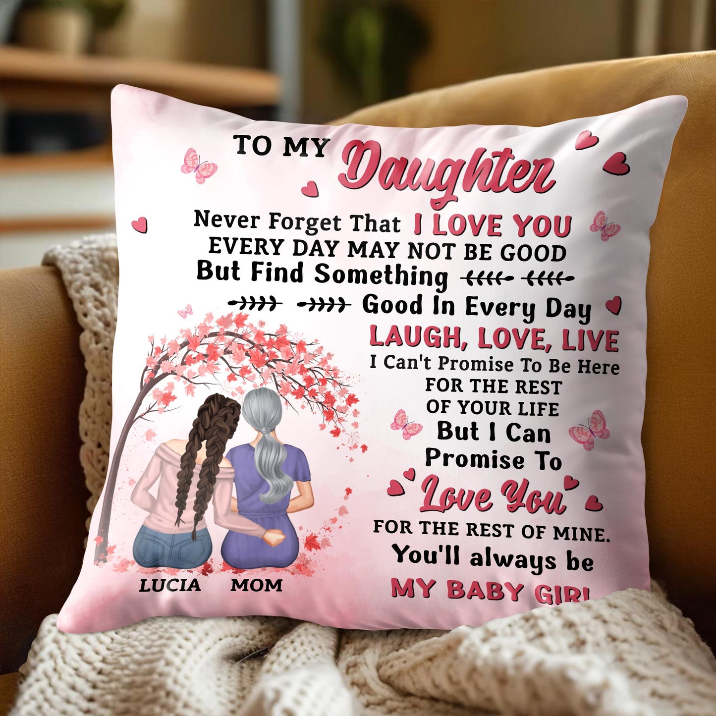 To My Daughter, Never Forget That I LOVE YOU, Hearts And Two Female Figures