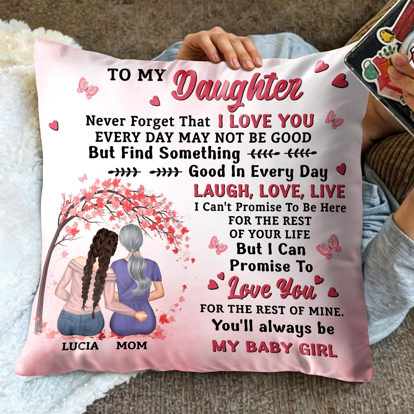 To My Daughter, Never Forget That I LOVE YOU, Hearts And Two Female Figures