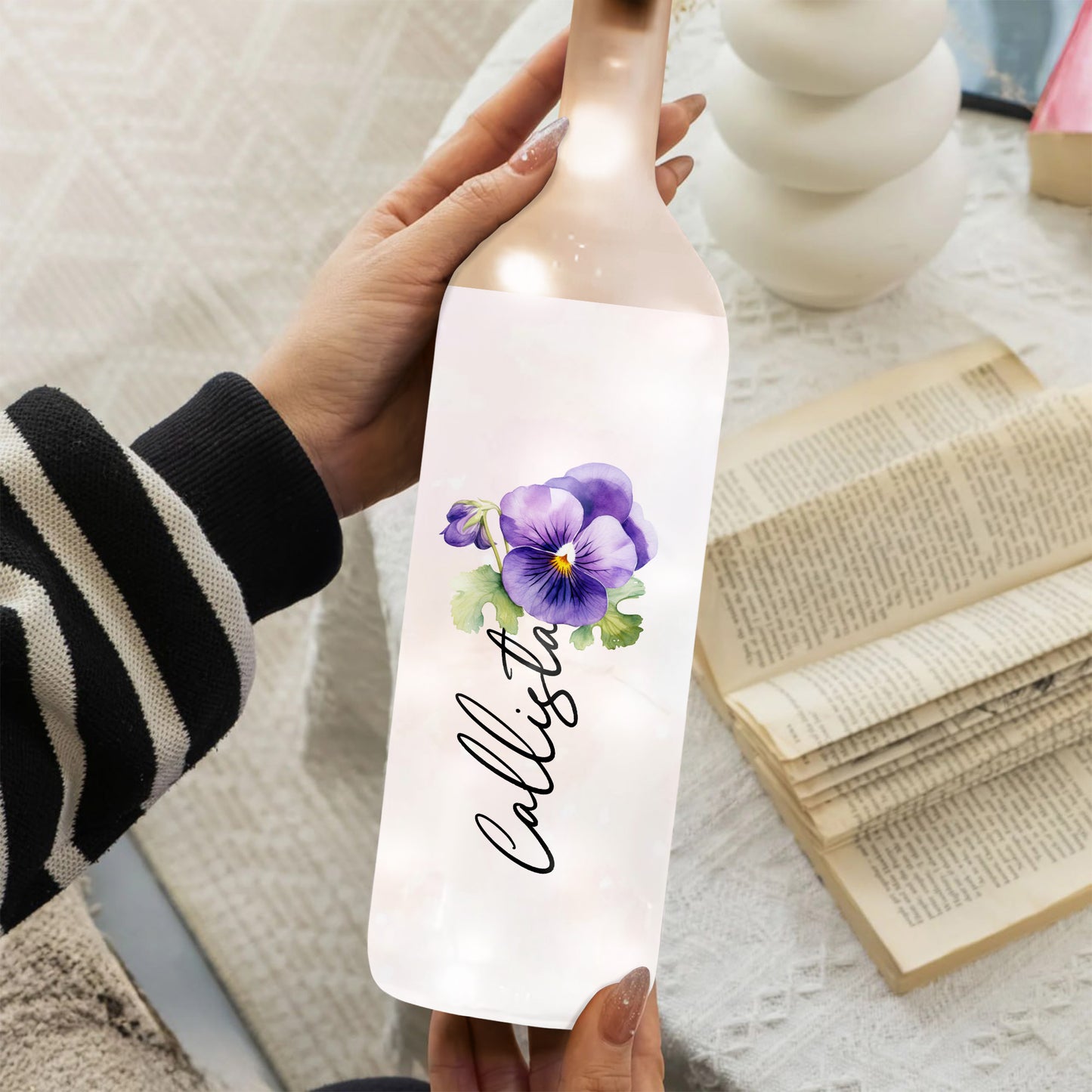 To My Daughter, The Only Thing Better Than Being Your Mother, Pansy Flower - Personalized Bottle Lamp - DAU154_BTL